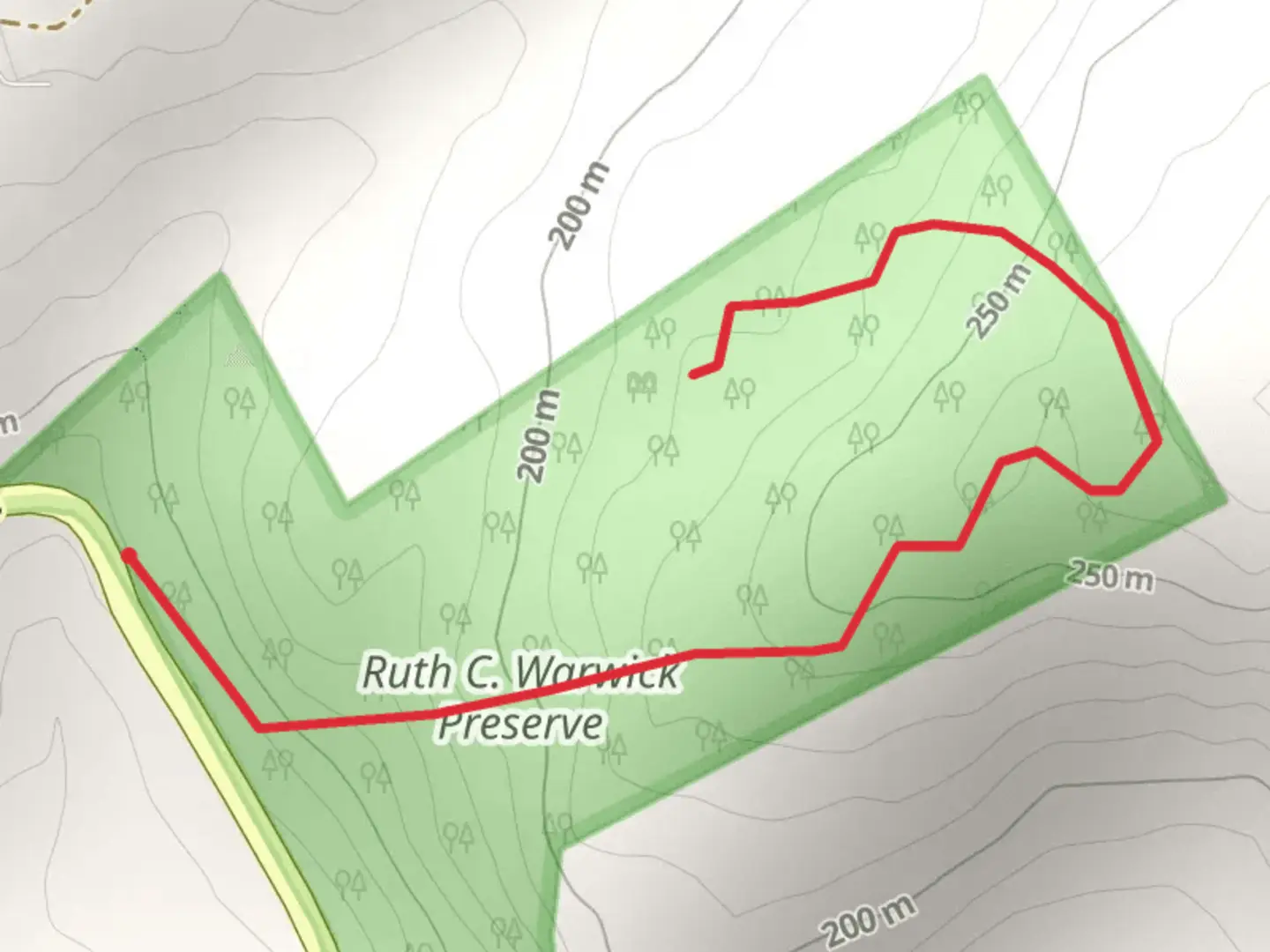 An image depicting the trail Warwick Preserve - Route and its surrounding area.