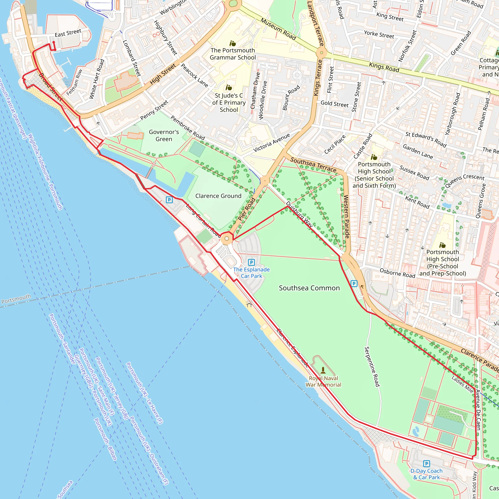 Clarence Pier and Southsea Common Loop mobile static map