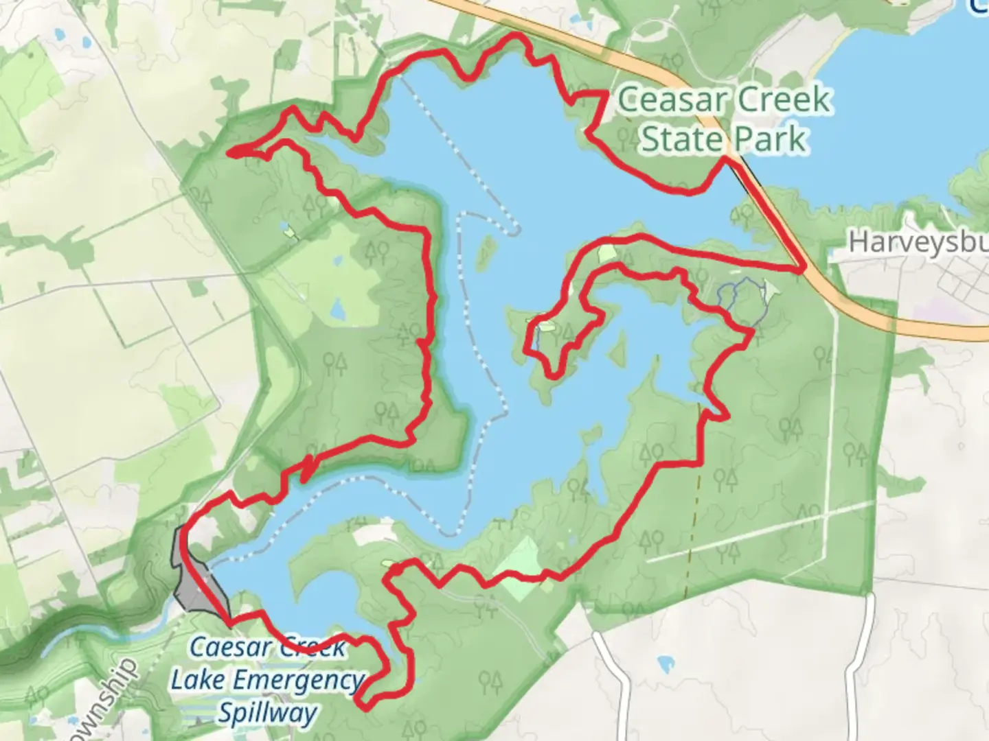 An image depicting the trail Caesar Creek Lake Loop - Short and its surrounding area.