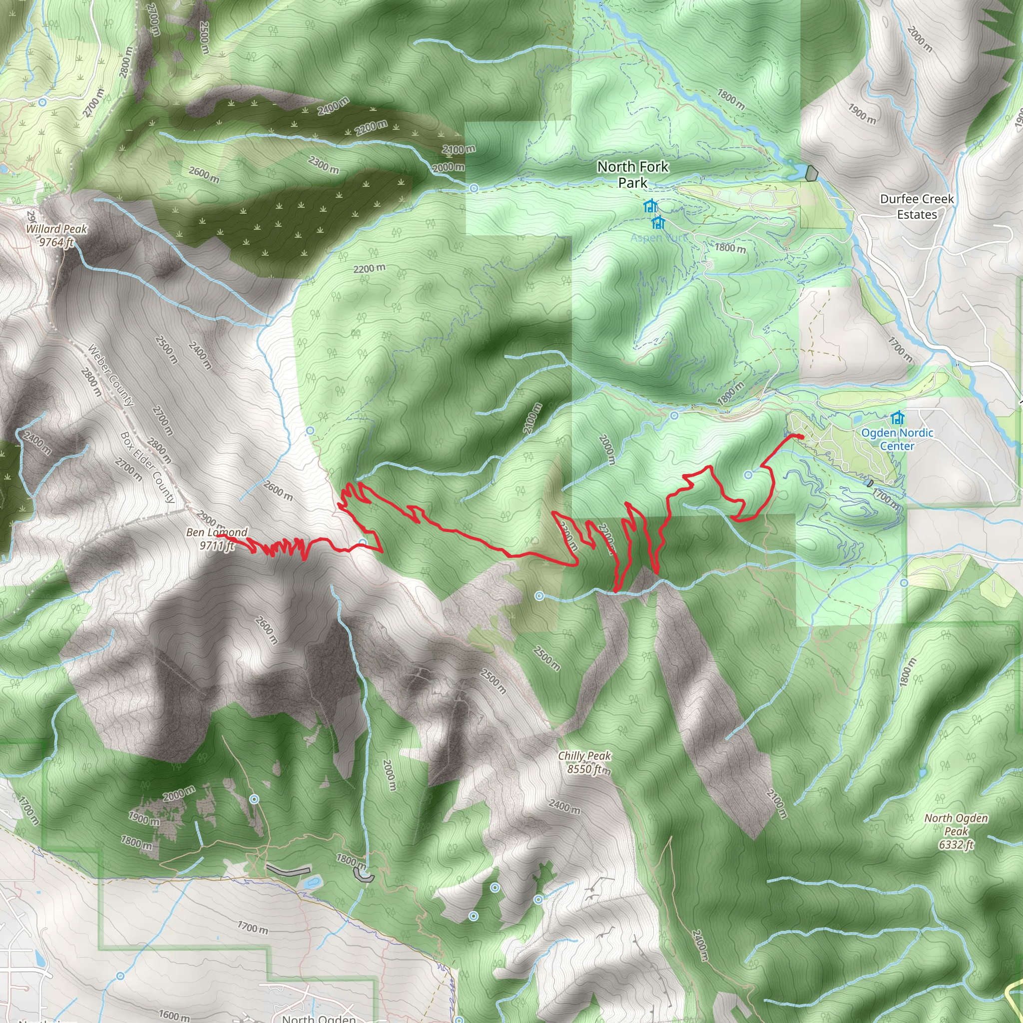 Ben Lomond via Ben Lomond Trail and Skyline North Trail mobile static map
