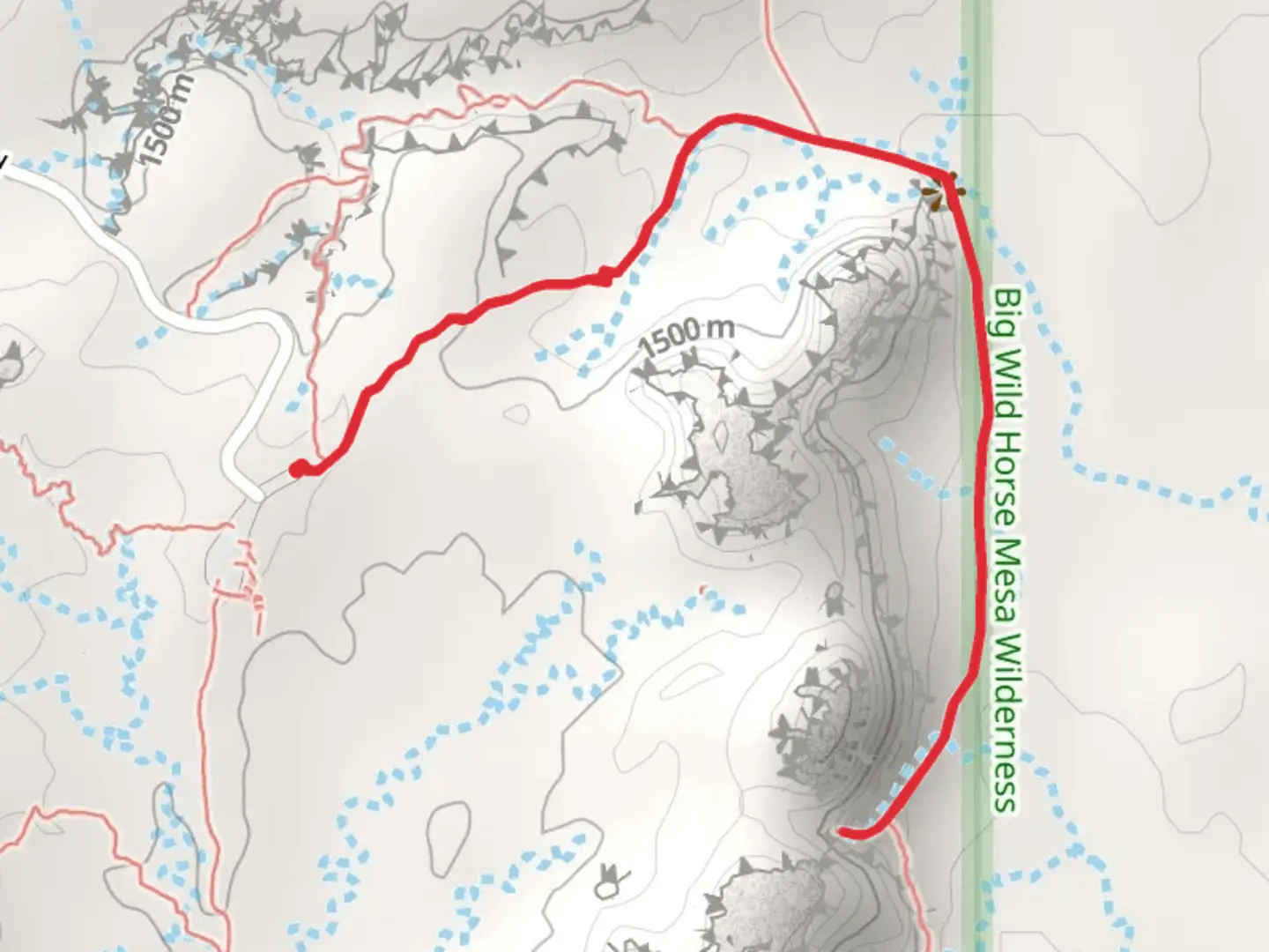 An image depicting the trail Goblin's Lair Trail and its surrounding area.