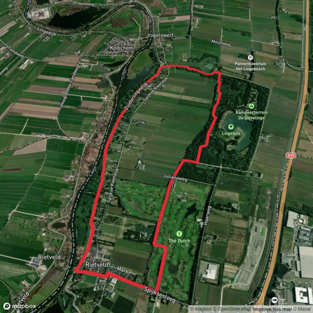 An image depicting the trail Leuvensche Achtervliet and Hooge Veld Loop and its surrounding area.