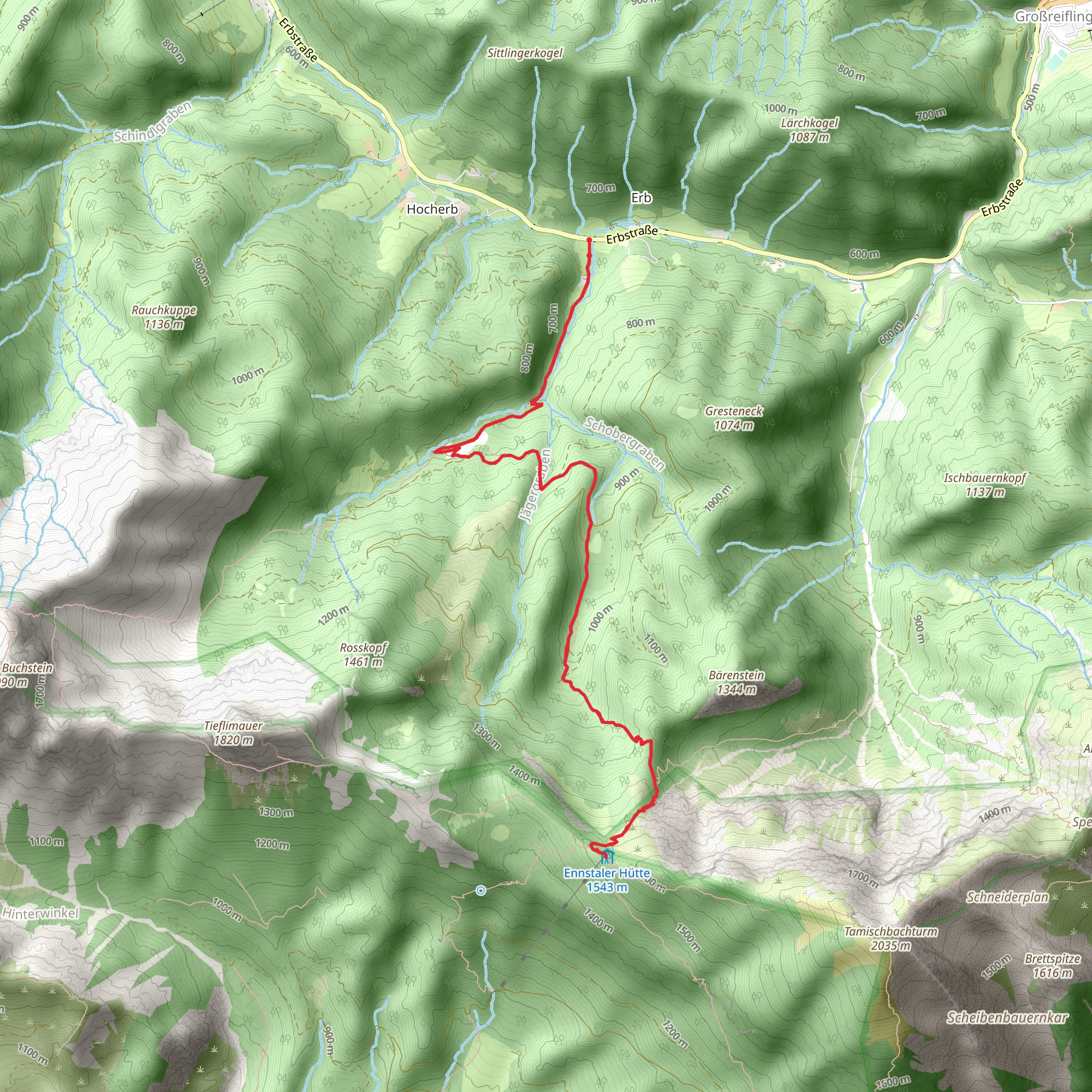 Hocherb - Mühlbach - Ennstalerhütte mobile static map