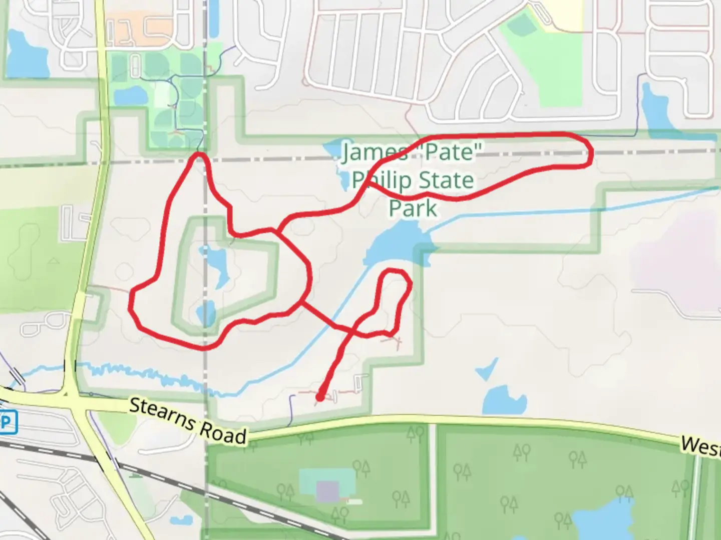 An image depicting the trail Indigo - Blazing Star - Bluestem Loop Trail and its surrounding area.
