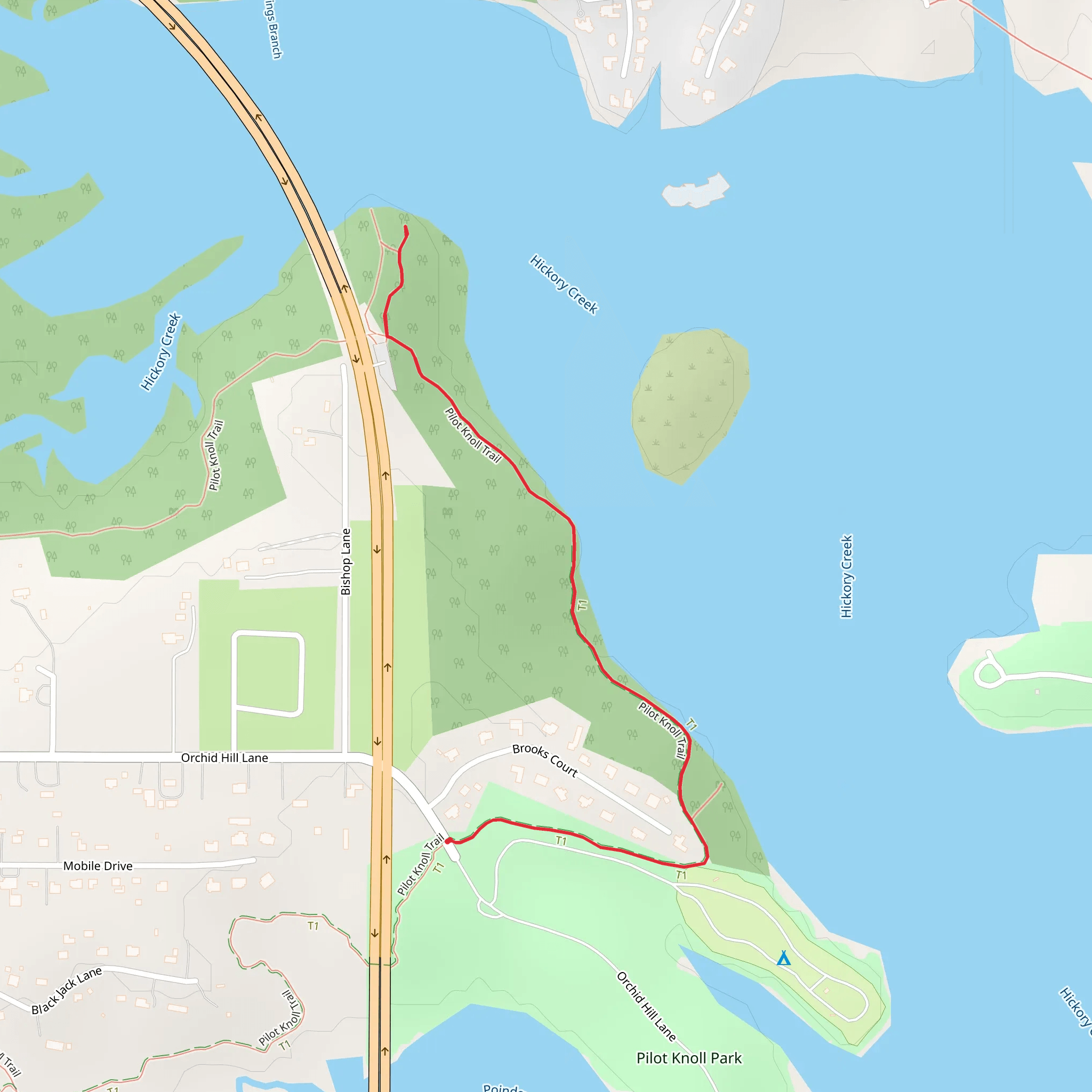 Pilot Knoll Trail Out and Back mobile static map