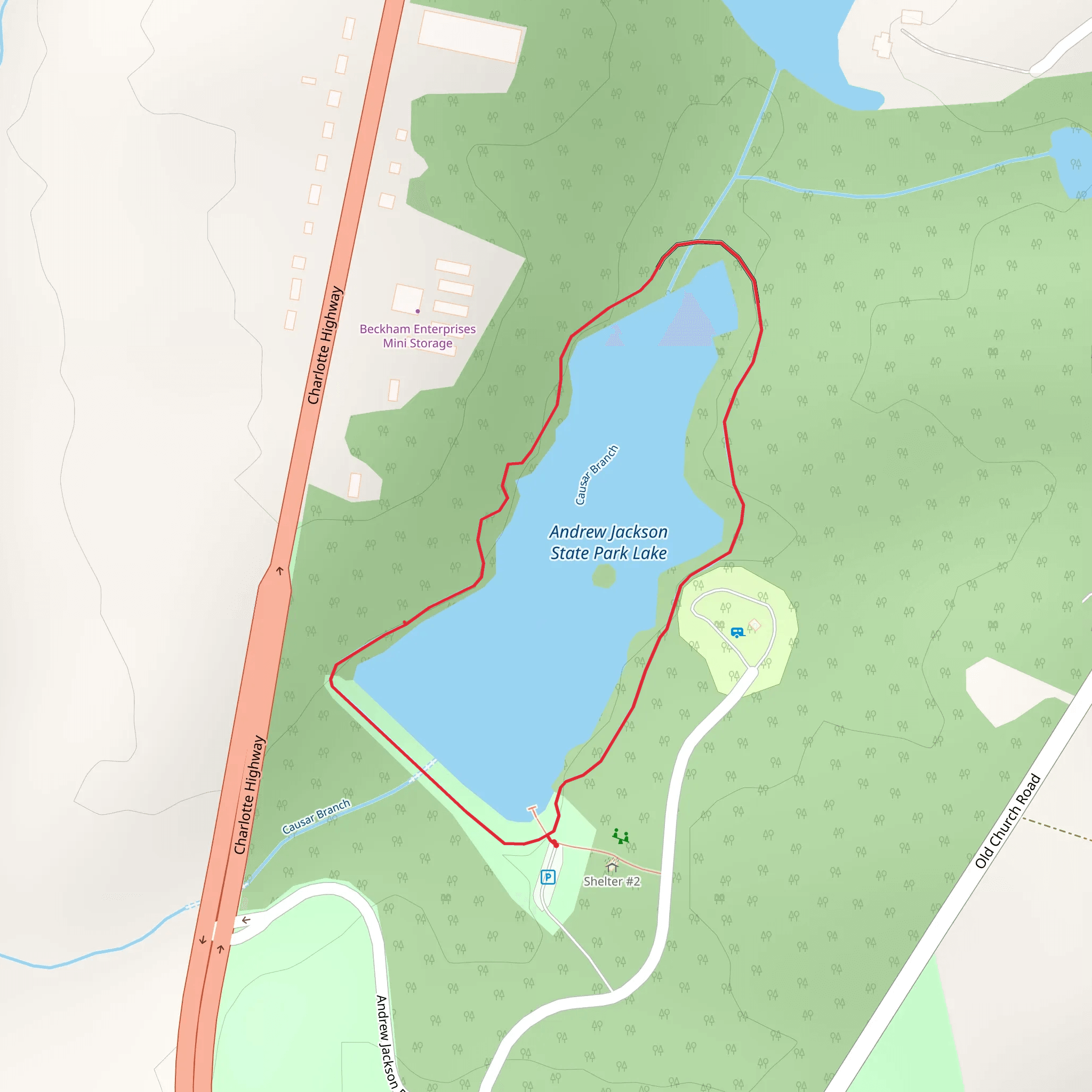 Andrew Jackson State Park Lake Loop mobile static map