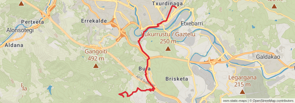 GR 228 Anillo Verde de Bilbao stage 2 Map