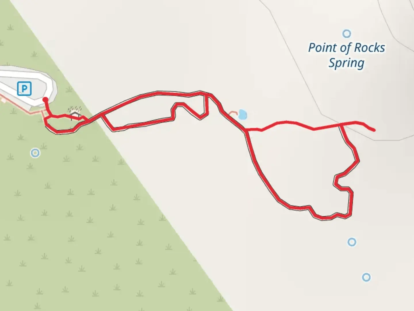 An image depicting the trail Ash Meadows Loop and its surrounding area.