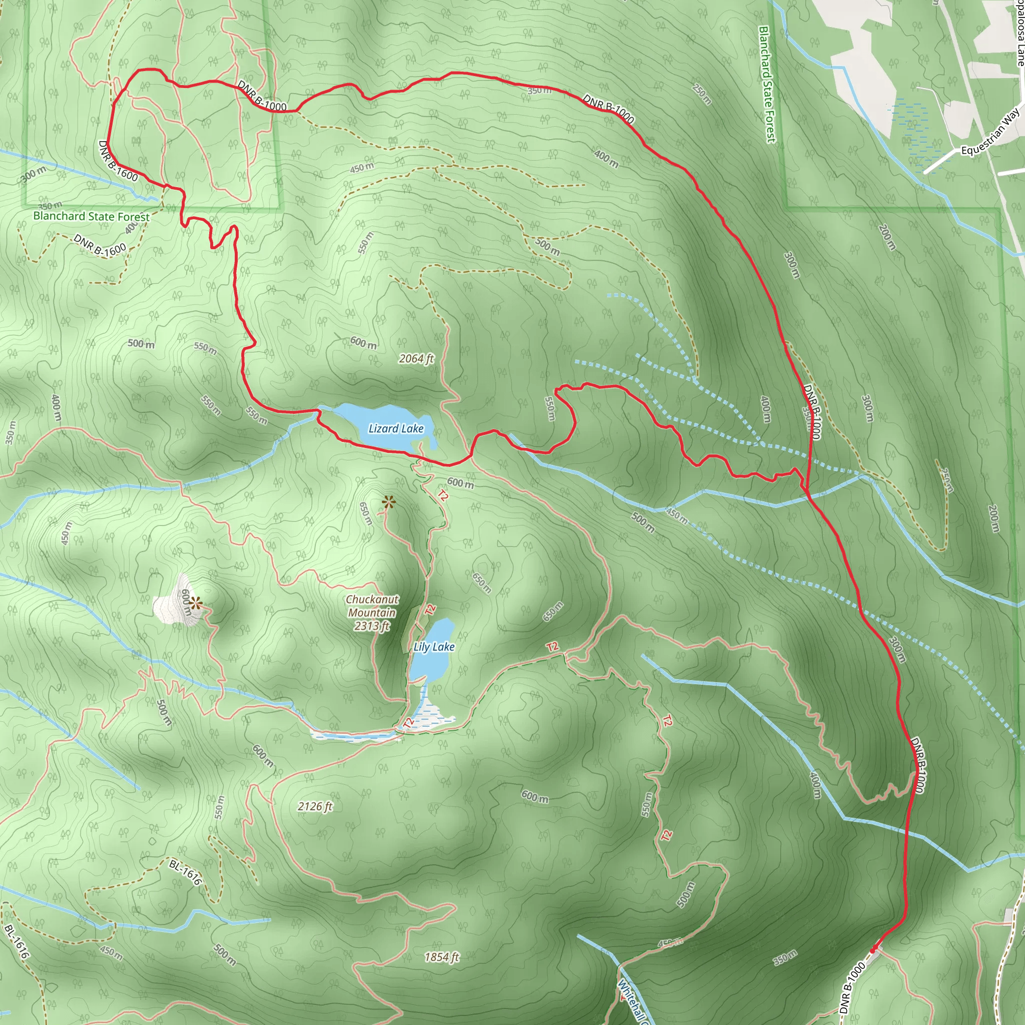 Lizard Lake via Alternate Incline and British Army Trail mobile static map
