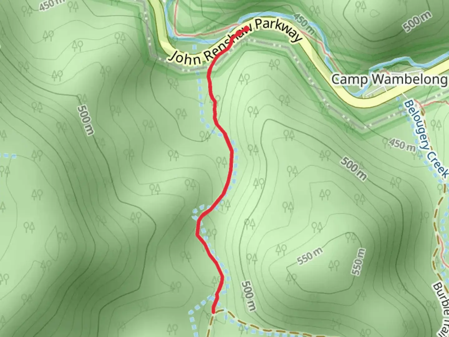 An image depicting the trail Burbie Canyon Track and its surrounding area.
