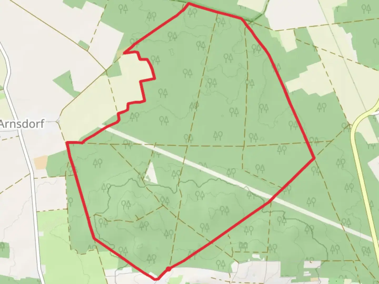 An image depicting the trail Arnsdorfer Berge Loop and its surrounding area.