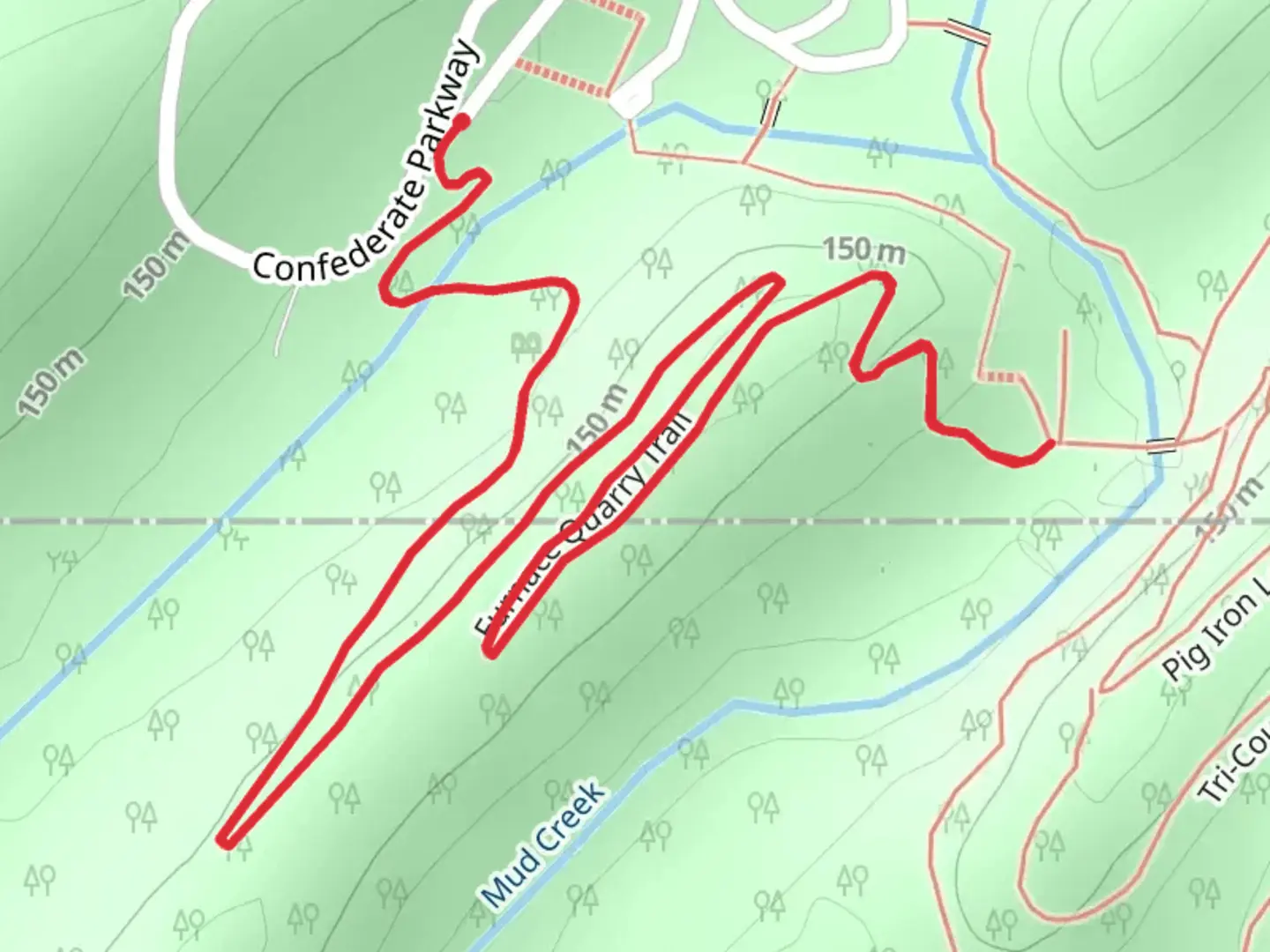 An image depicting the trail Furnace Quarry Trail and its surrounding area.