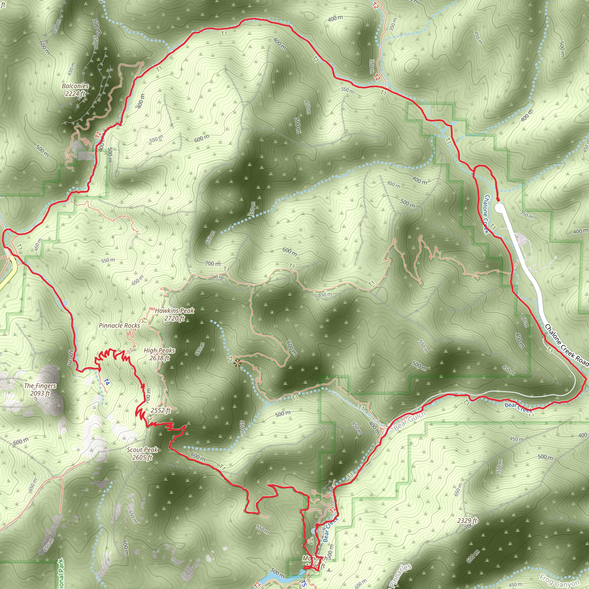 Old Pinnacles Loop Trail mobile static map