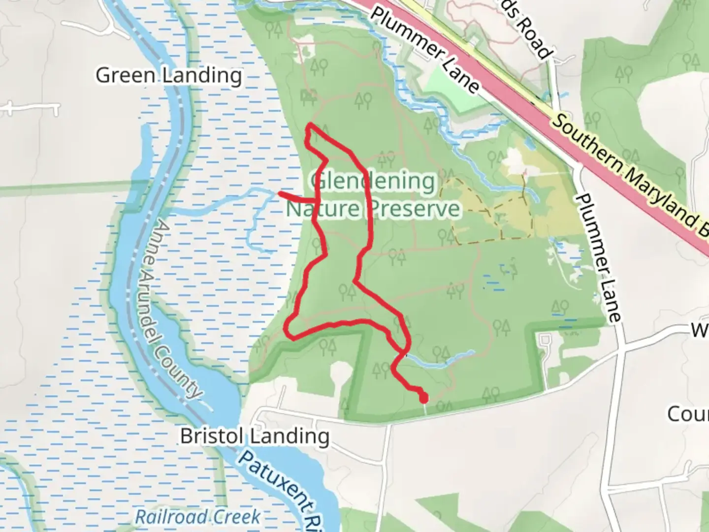 An image depicting the trail Cliff and Red Oak Loop Trail and its surrounding area.