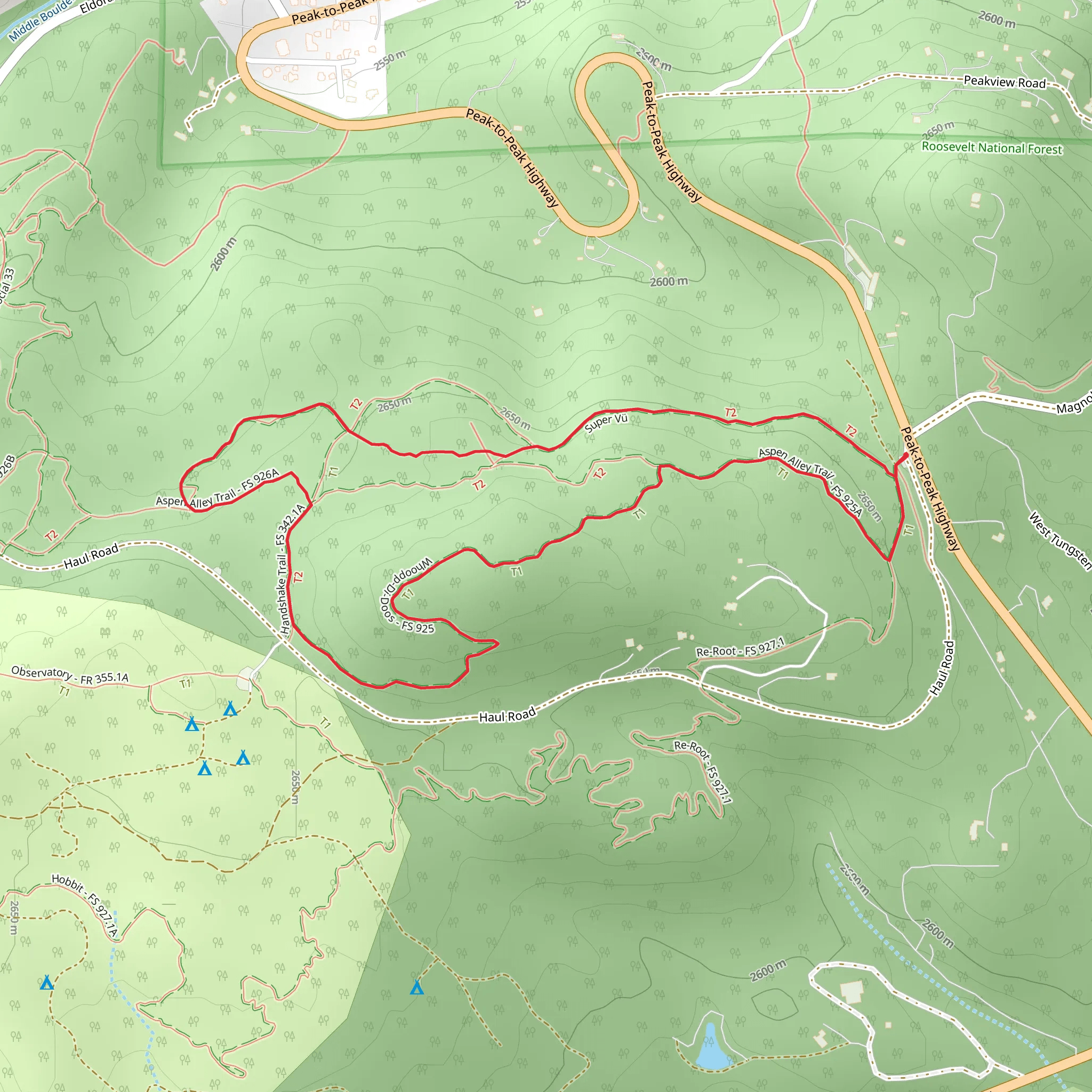 Super Vü - Clear Cut - Handshake - Aspen Alley Loop Trail mobile static map