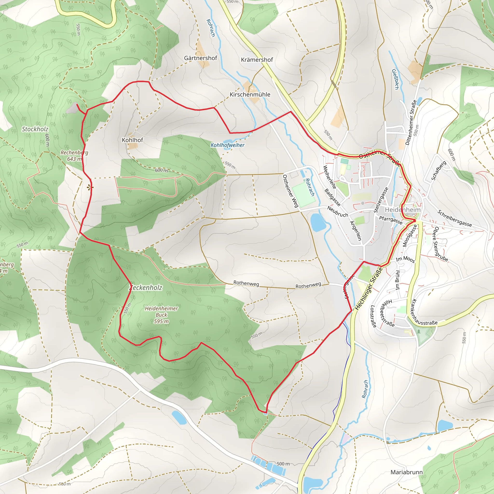 Quellenweg and Rundwanderweg Heidenheim mobile static map