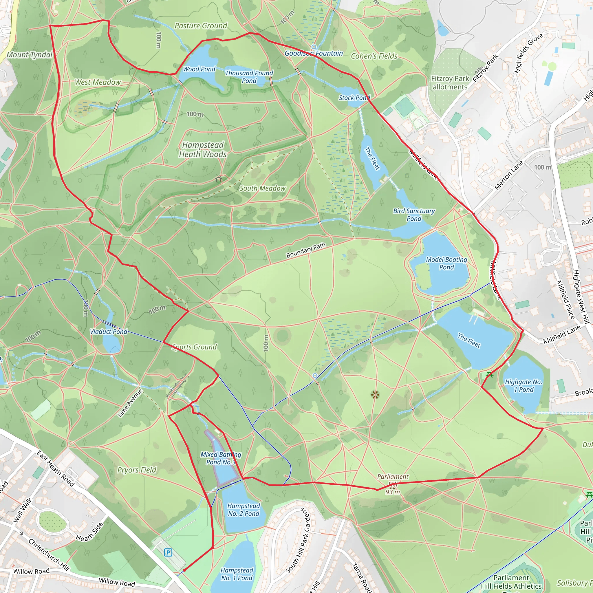 Hampstead Heath mobile static map