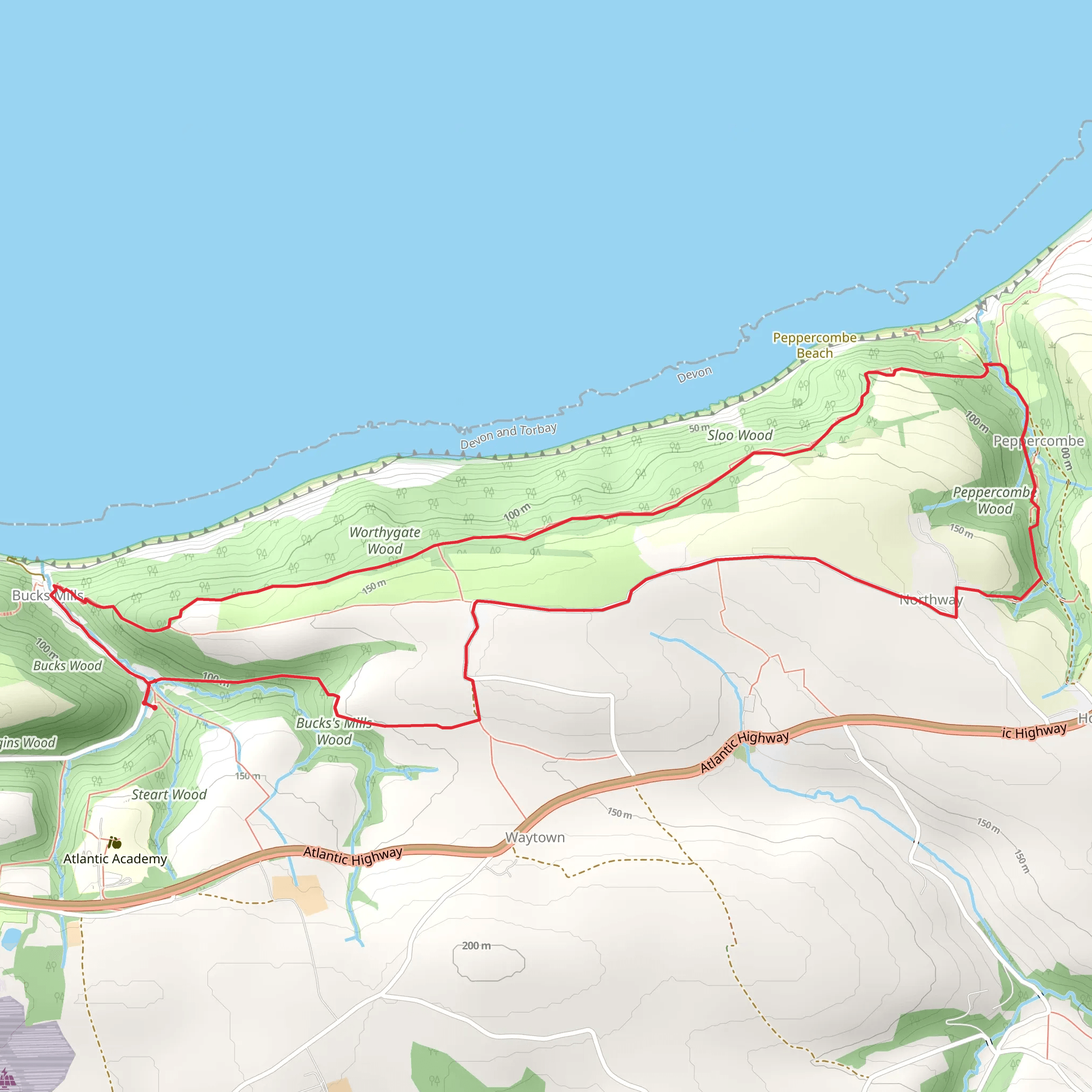 Buck's Mills and Peppercombe Castle Walk mobile static map