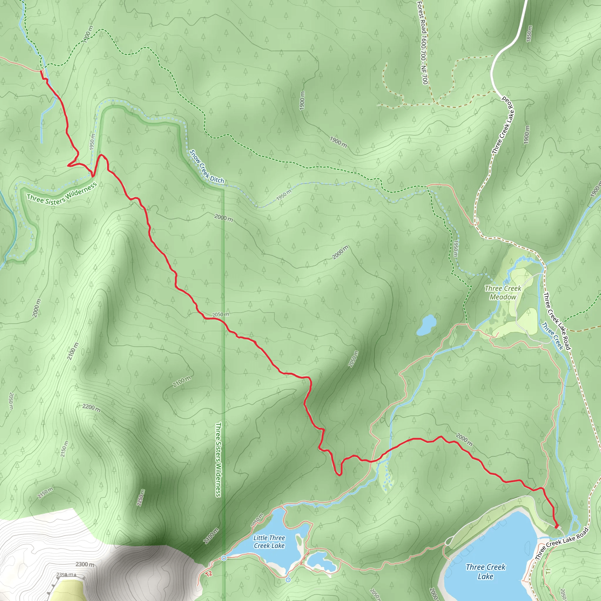 Park Meadow Tie Trail via Little Three Creek Lake Trail mobile static map