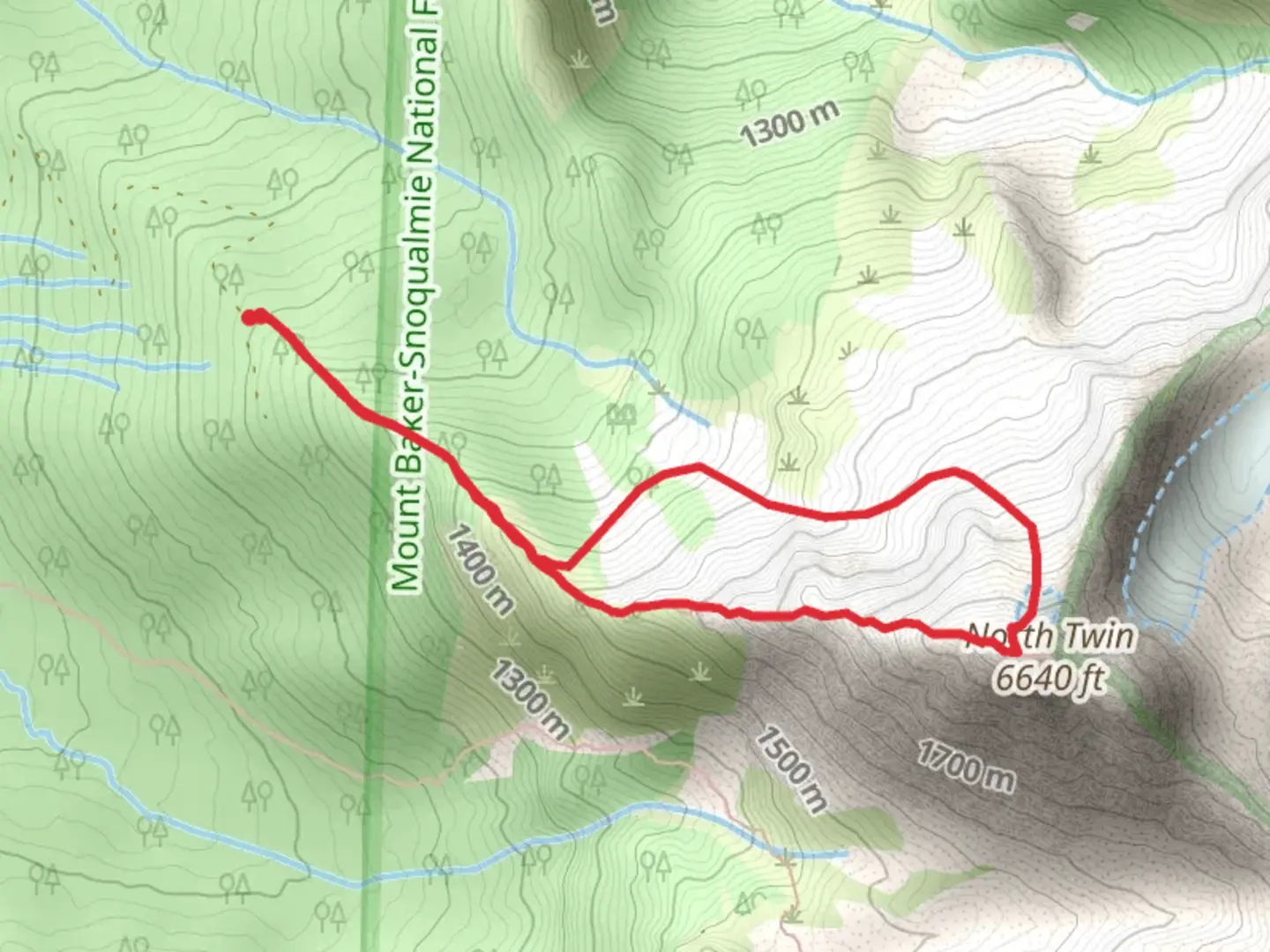 An image depicting the trail West Ridge Route and Northwest Face Route and its surrounding area.