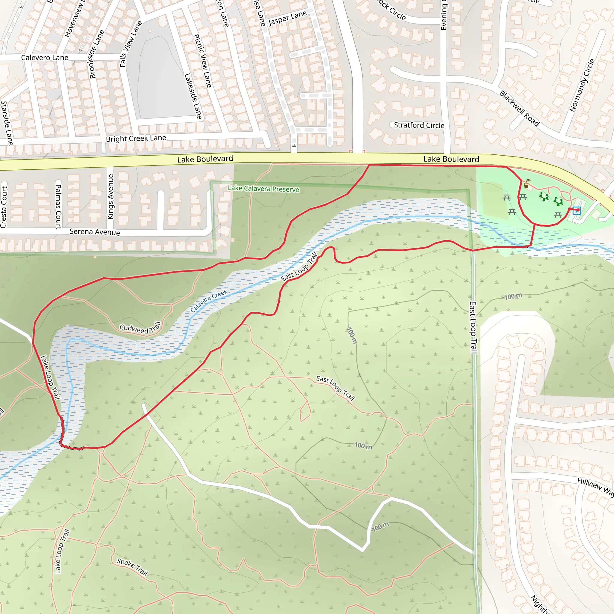 East and Oak Riparian Loop Trail mobile static map