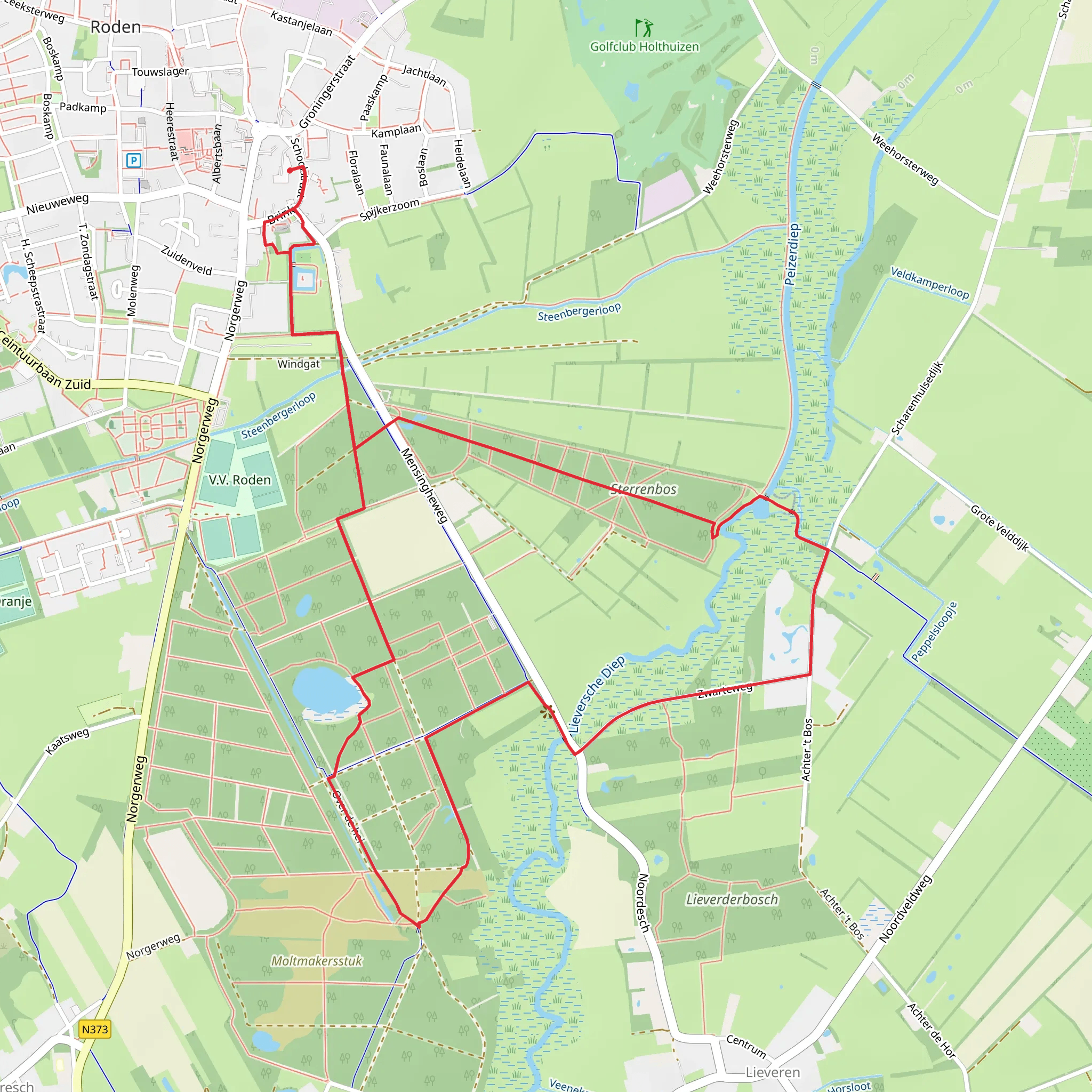 Sterrebos and Mensingebos via Zwarte Weg mobile static map