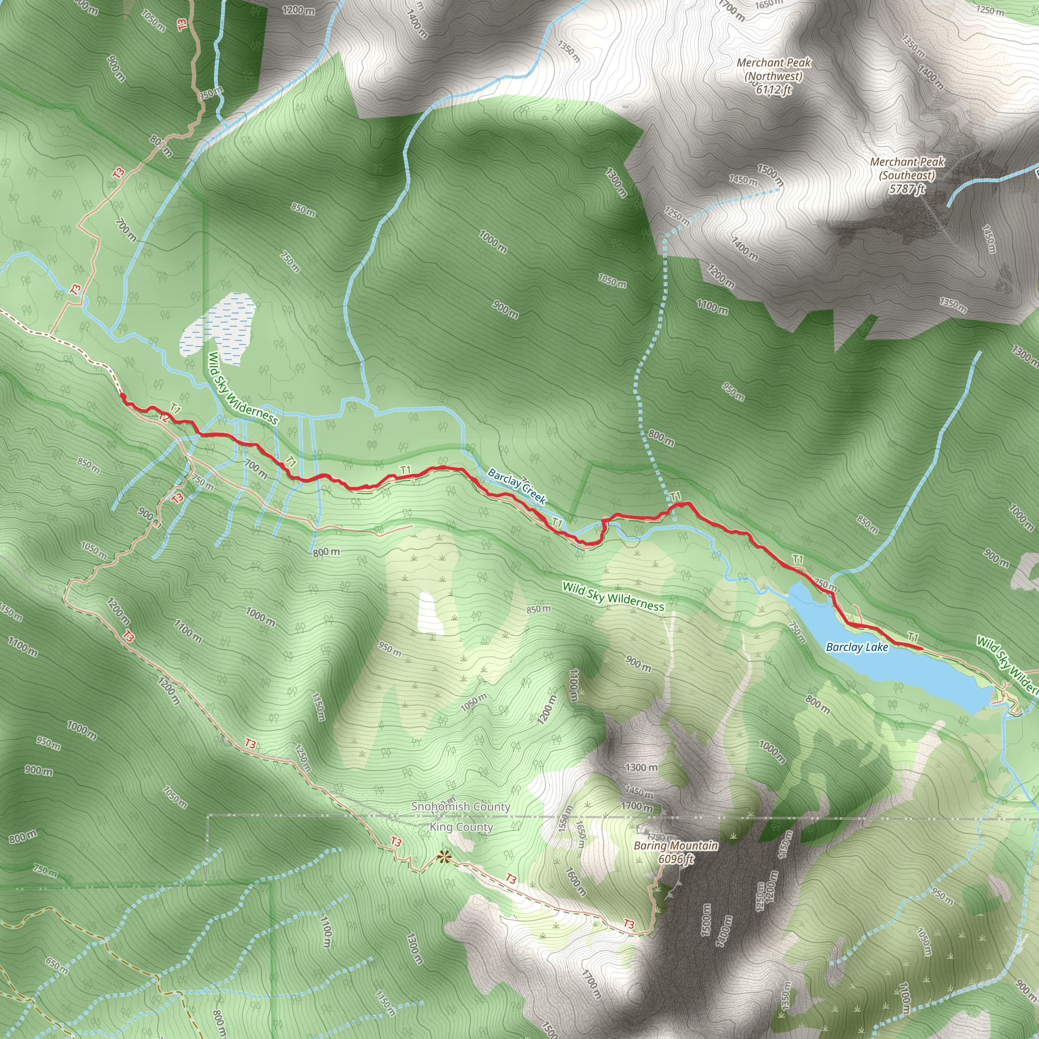 Barclay Lake Trail mobile static map