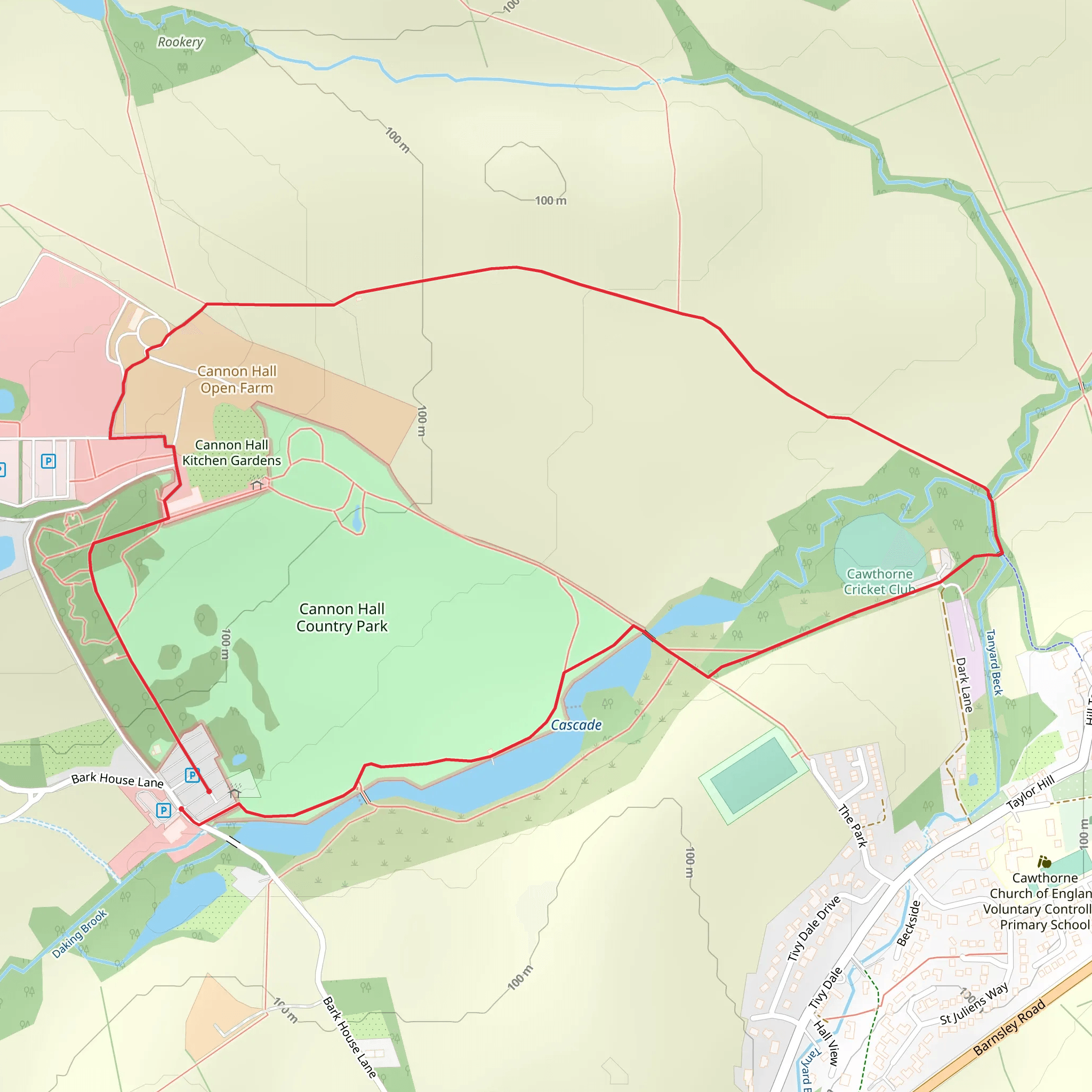 Cannon Hall Country Park Loop mobile static map