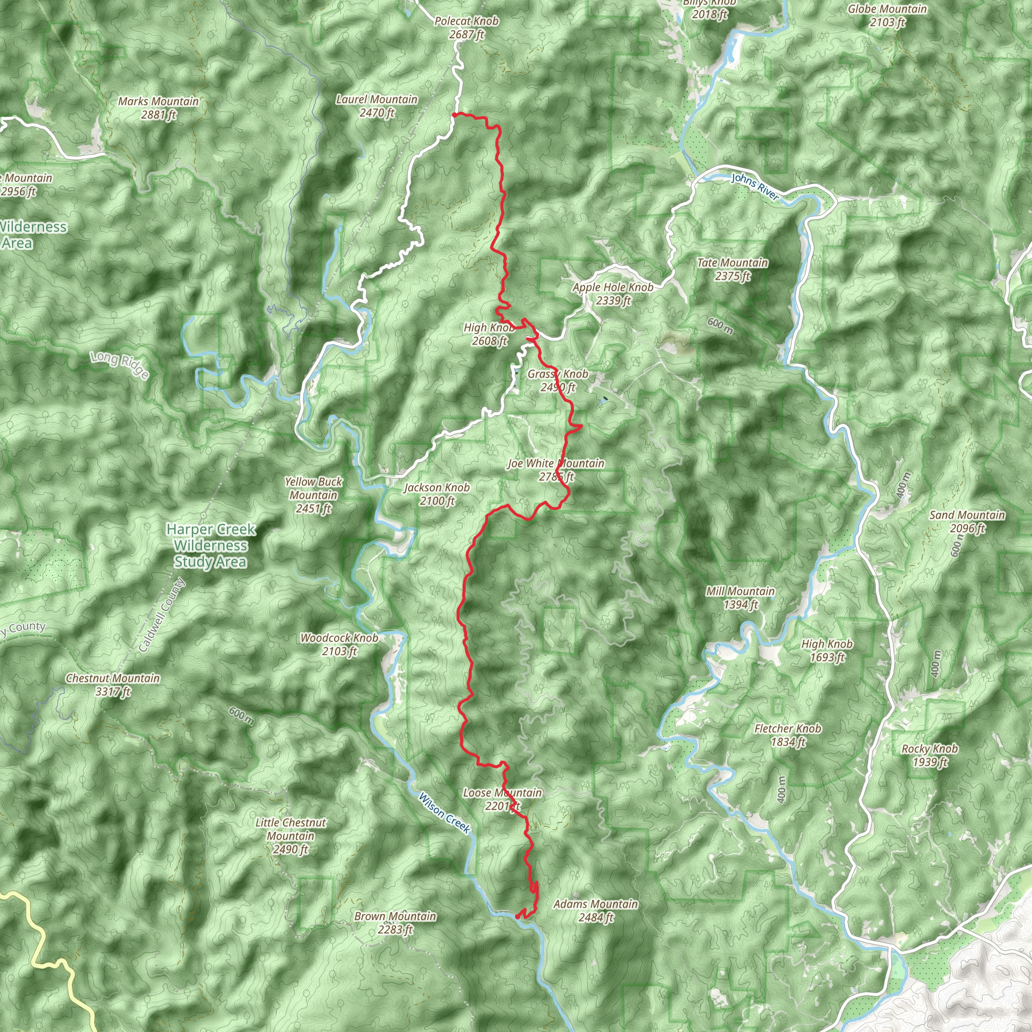 Wilson Ridge Trail mobile static map