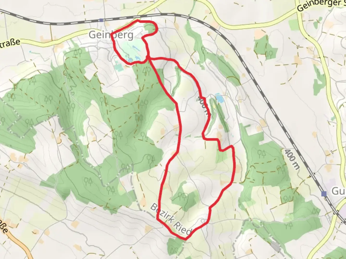 An image depicting the trail Thermenlauf - Bewegungsarena and its surrounding area.