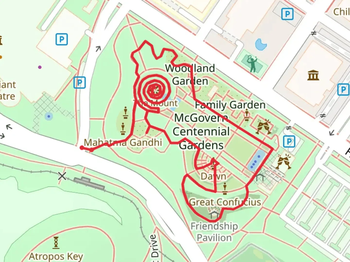 An image depicting the trail McGovern Centennial Gardens Loop and its surrounding area.