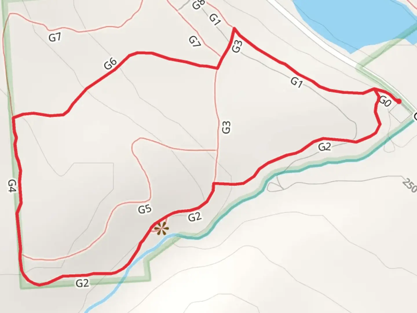 An image depicting the trail Guppy Falls Loop Trail and its surrounding area.