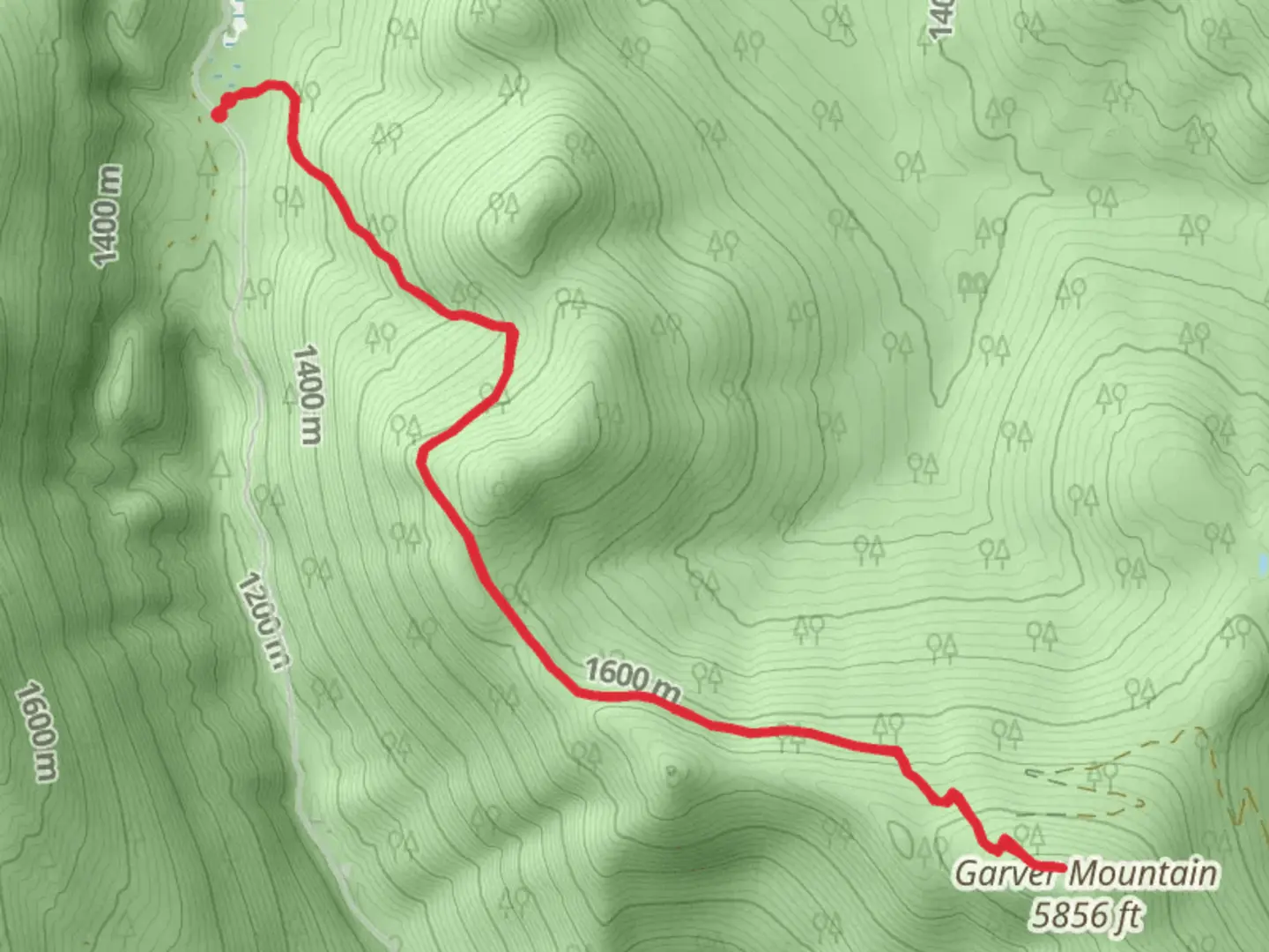 An image depicting the trail Garver Spring Trail via PCT and its surrounding area.