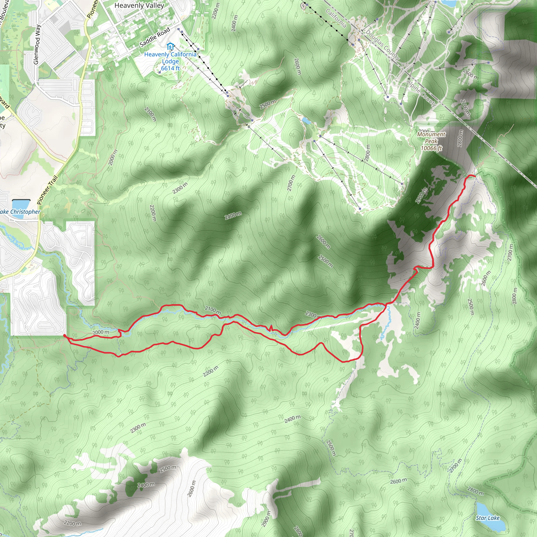 High Meadows Road, Monument Pass and Cold Creek Loop Trail mobile static map