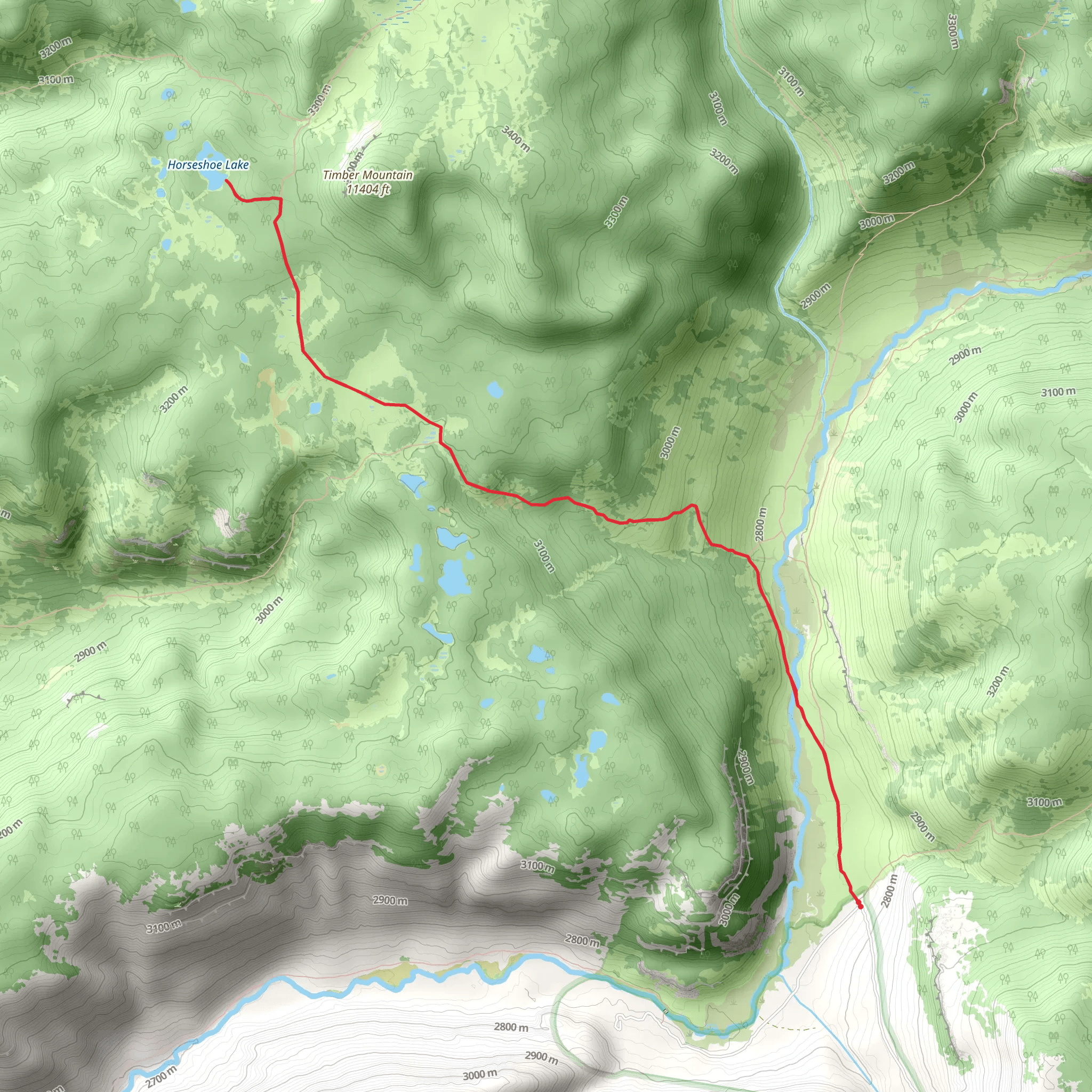 Horseshoe Lake via Nichois Creek Trail mobile static map