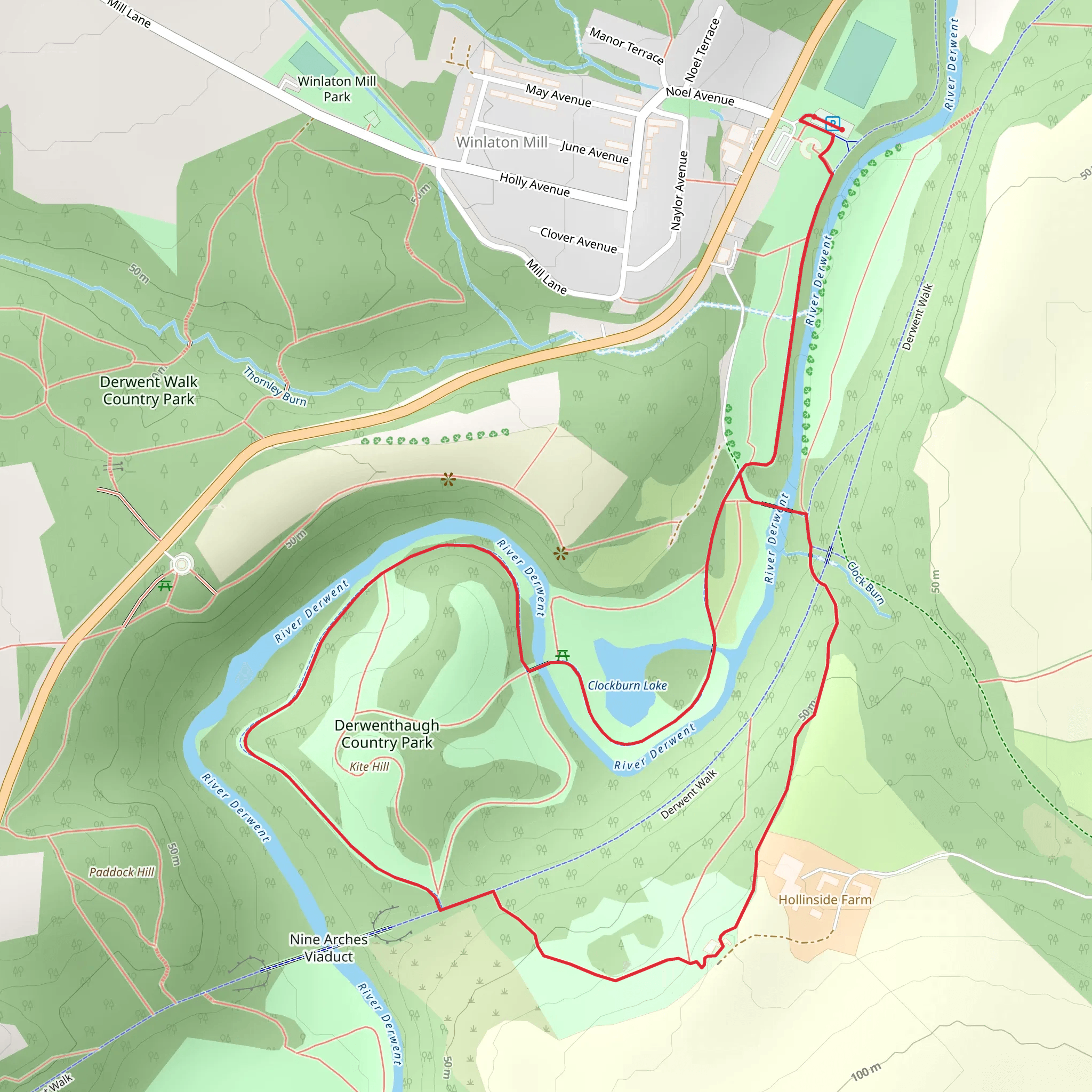 Goodshields Haugh and Clockburn Lake Loop mobile static map
