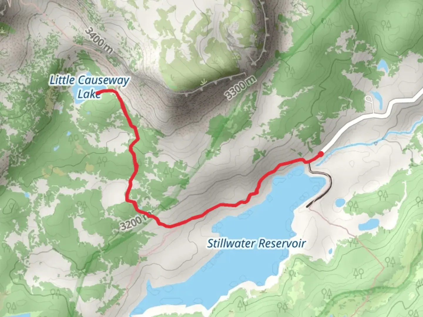 An image depicting the trail Little Causeway Lake via East Fork Trail and its surrounding area.