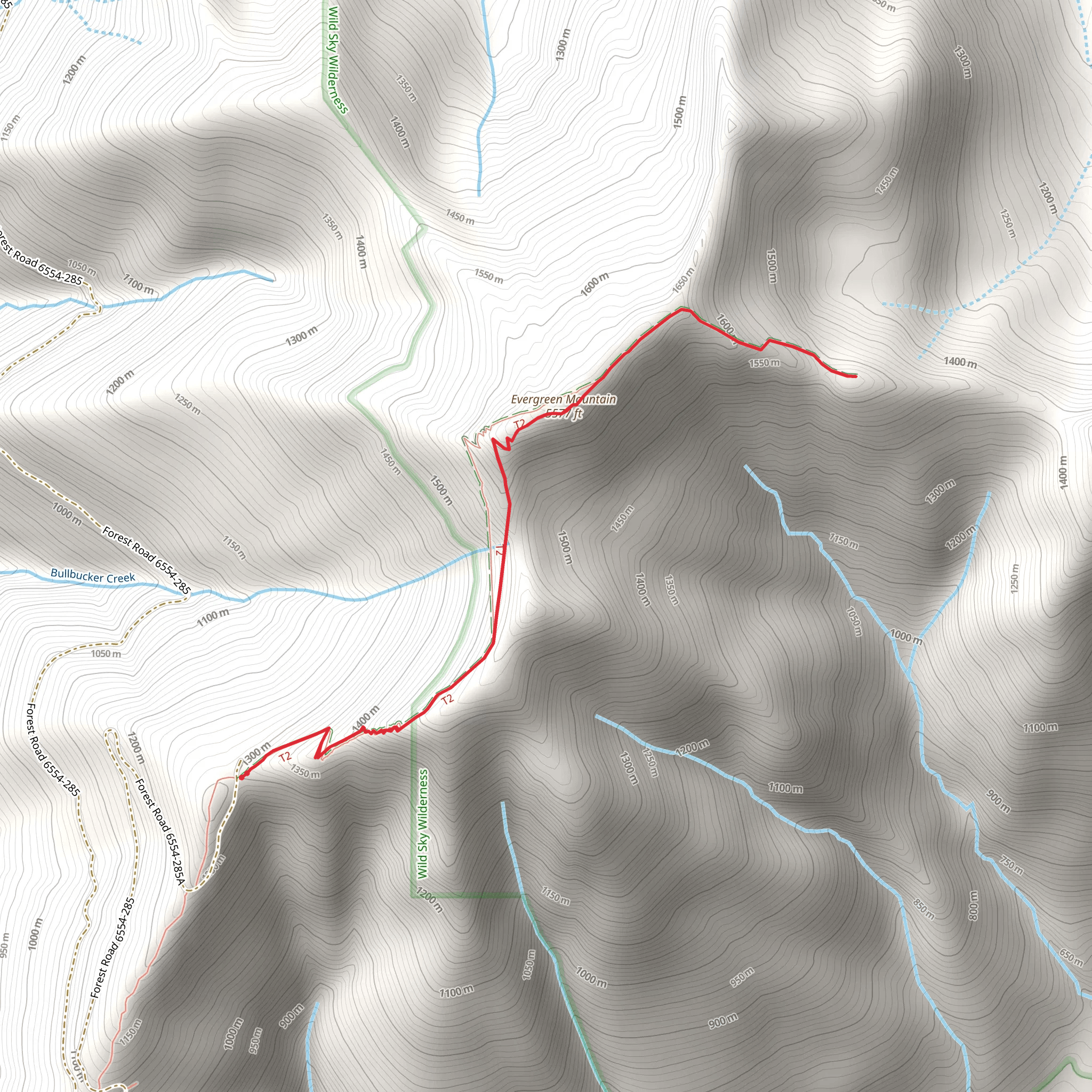 Evergreen Mountain via Evergreen Lookout Trail mobile static map