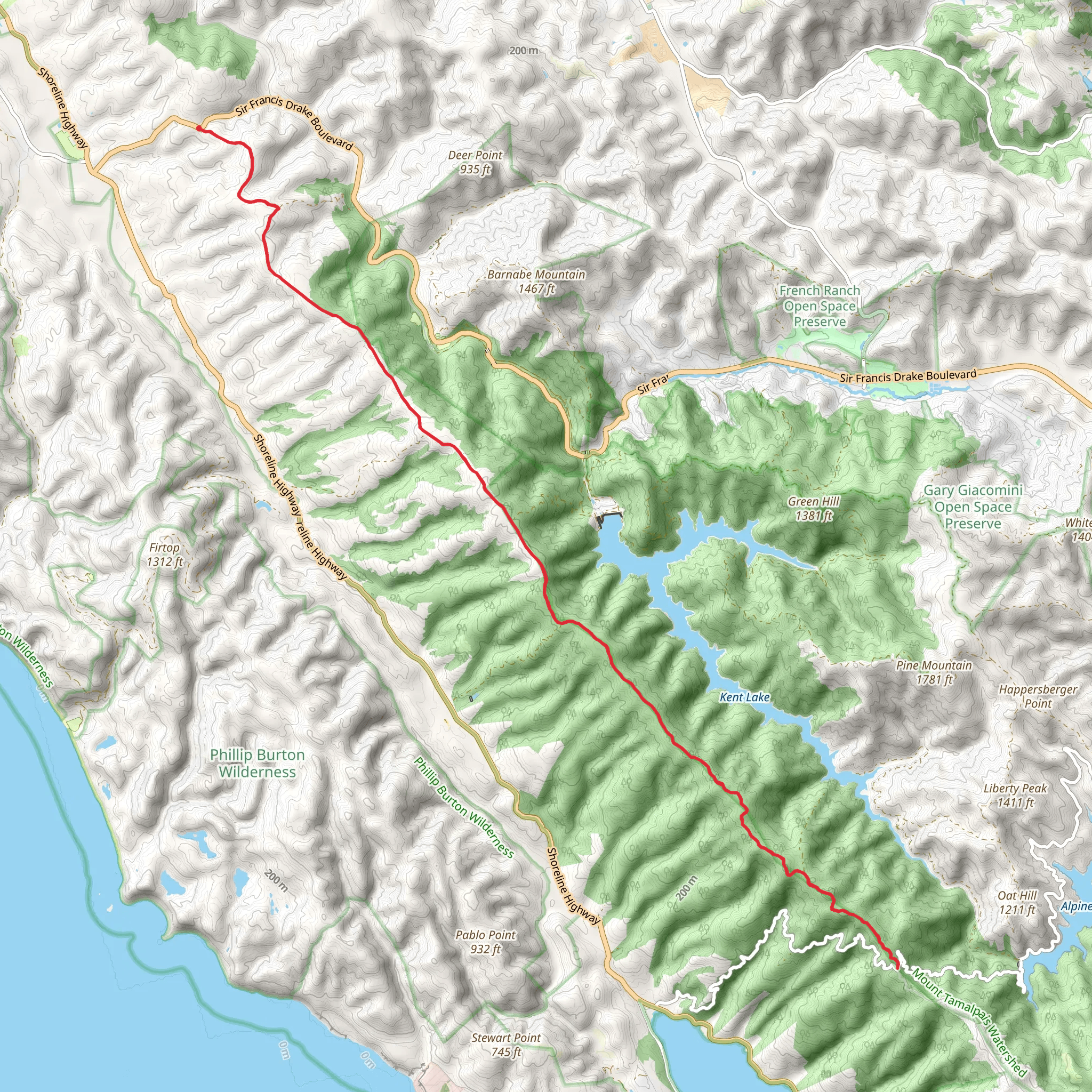 Bolinas Ridge Trail mobile static map