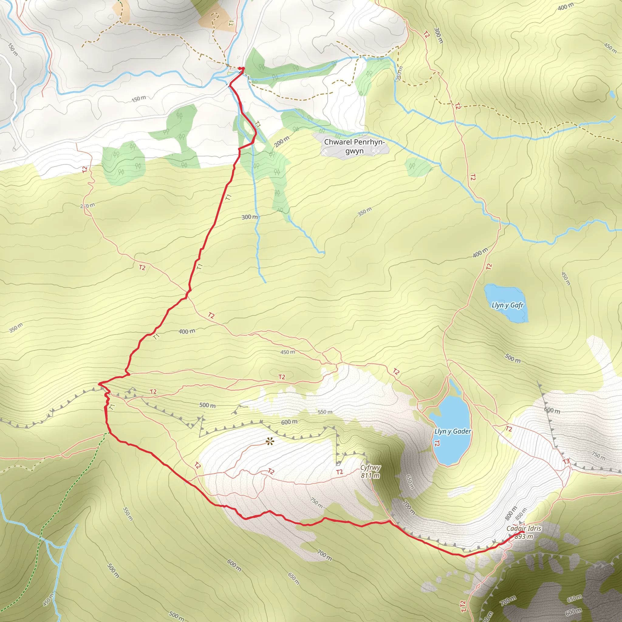 Pony Path, Tŷ Nant and Cader Idris mobile static map