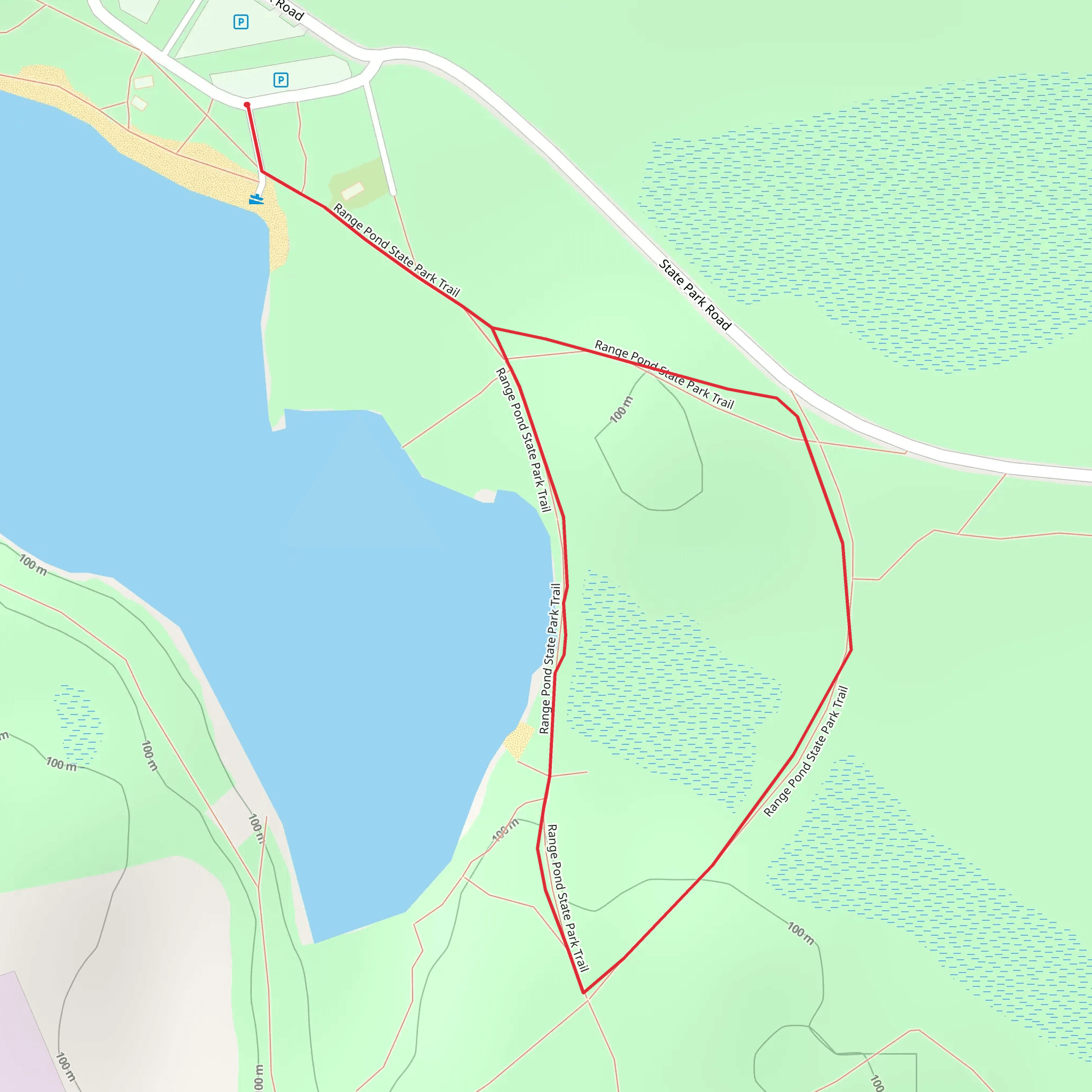 Range Pond State Park Trail Loop - East mobile static map