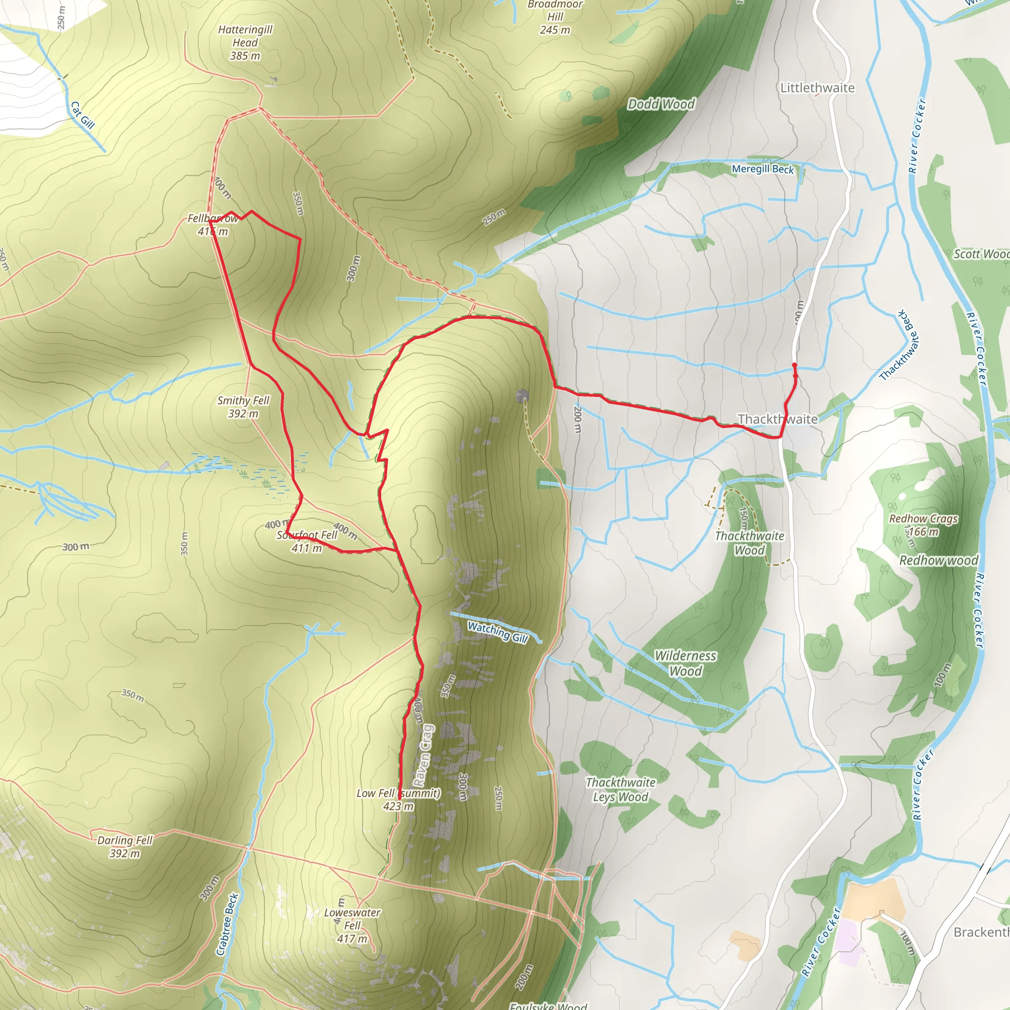 Fellbarrow, Sourfoot Fell and Low Fell Walk mobile static map