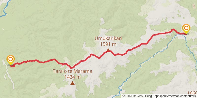 Waipakihi Hut Loop stage 1 Map