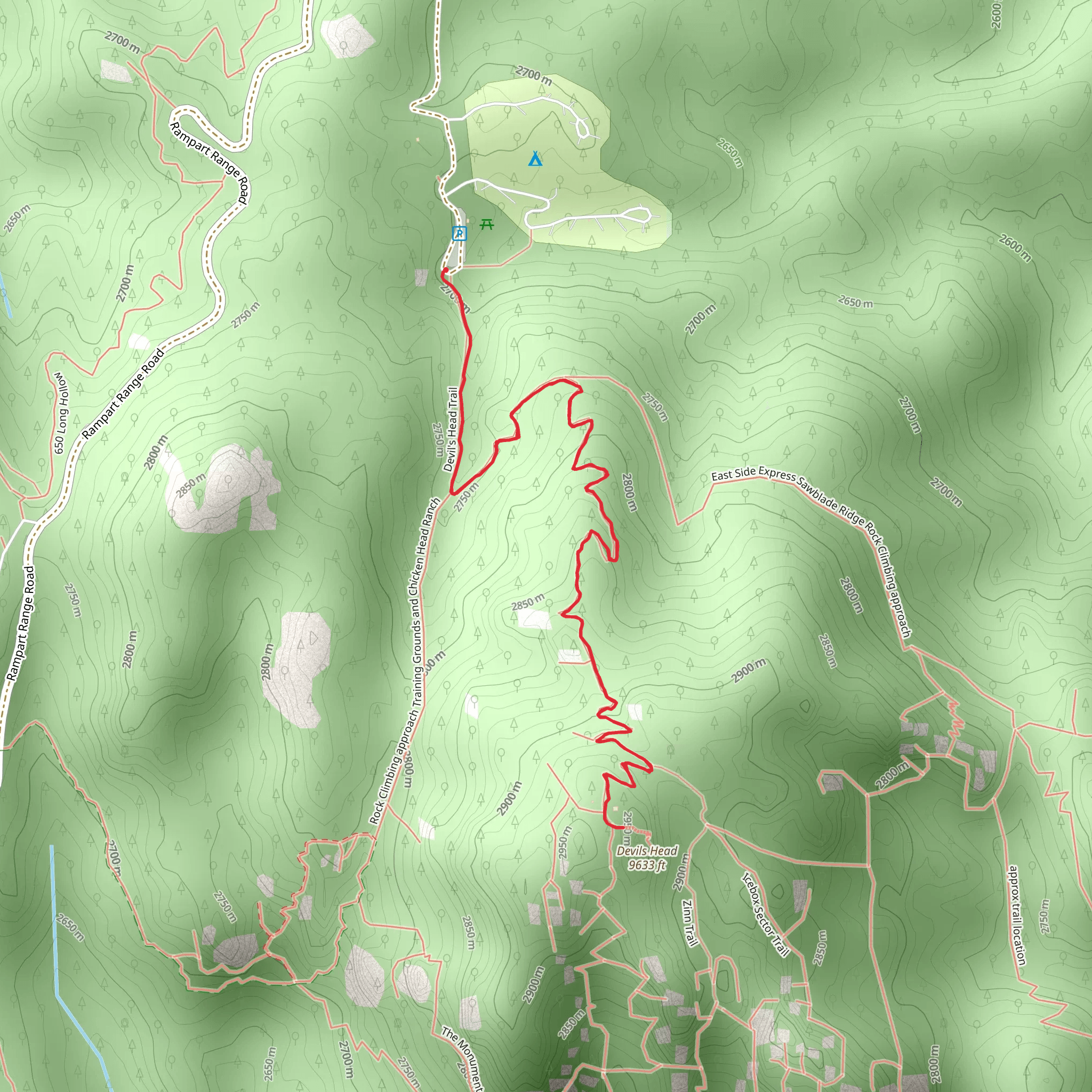 Devil's Head Trail mobile static map