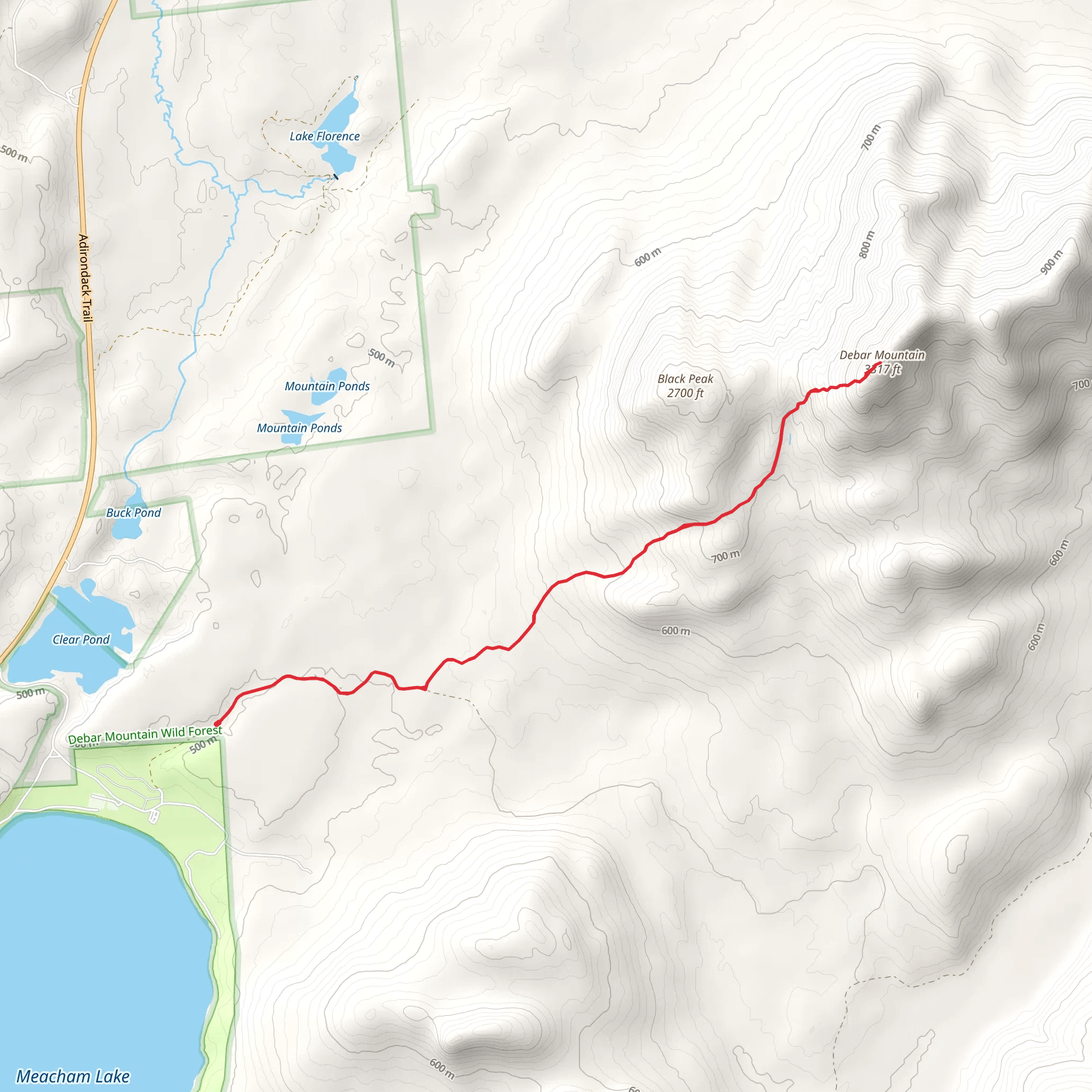 Debar Mountain Trail mobile static map