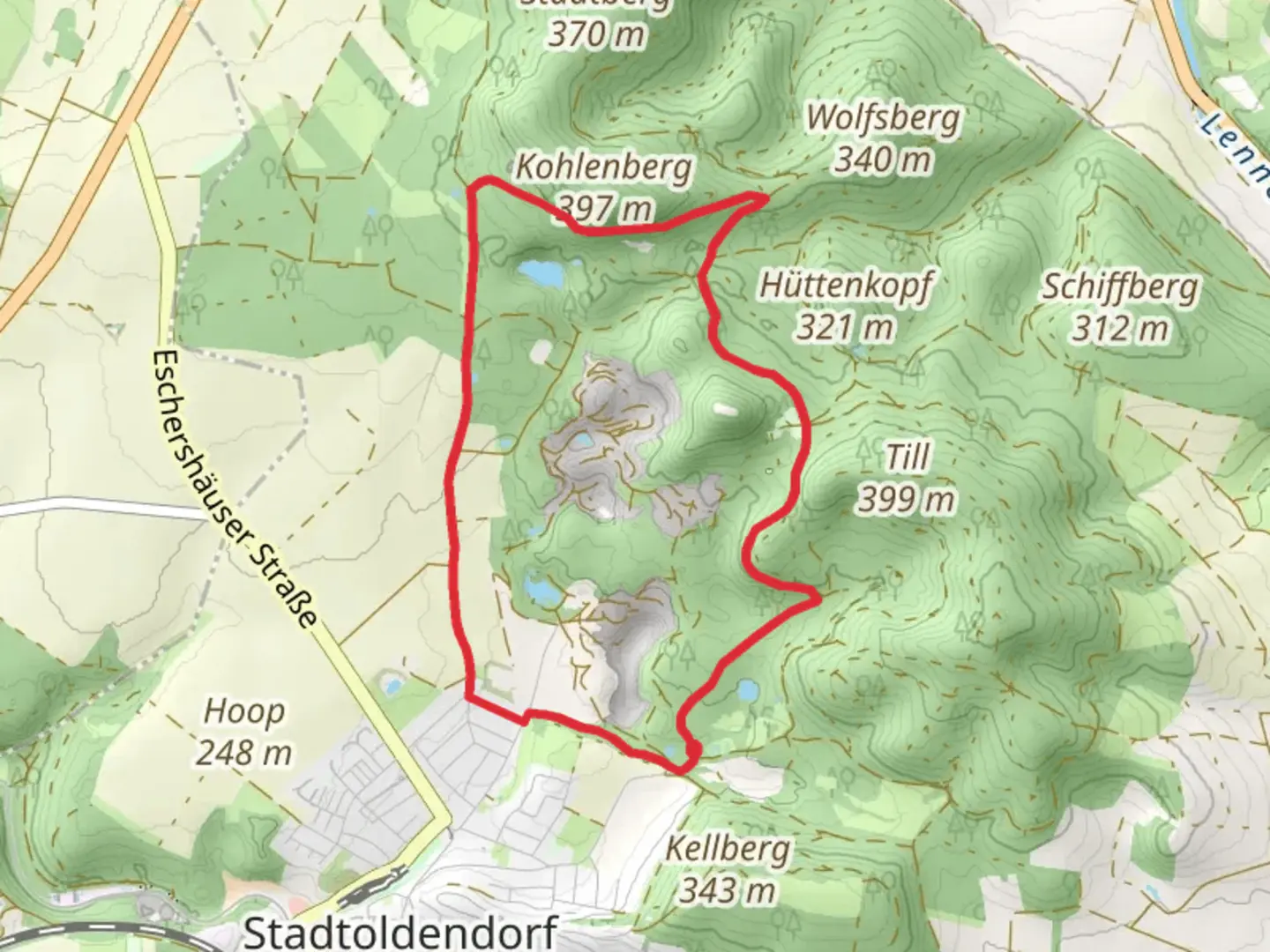 An image depicting the trail Grosser Homburg Loop and its surrounding area.