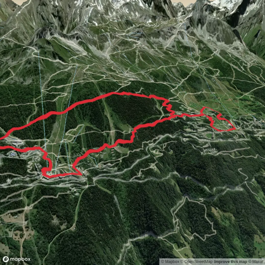 An image depicting the trail Startrail Les Arcs 206 and its surrounding area.