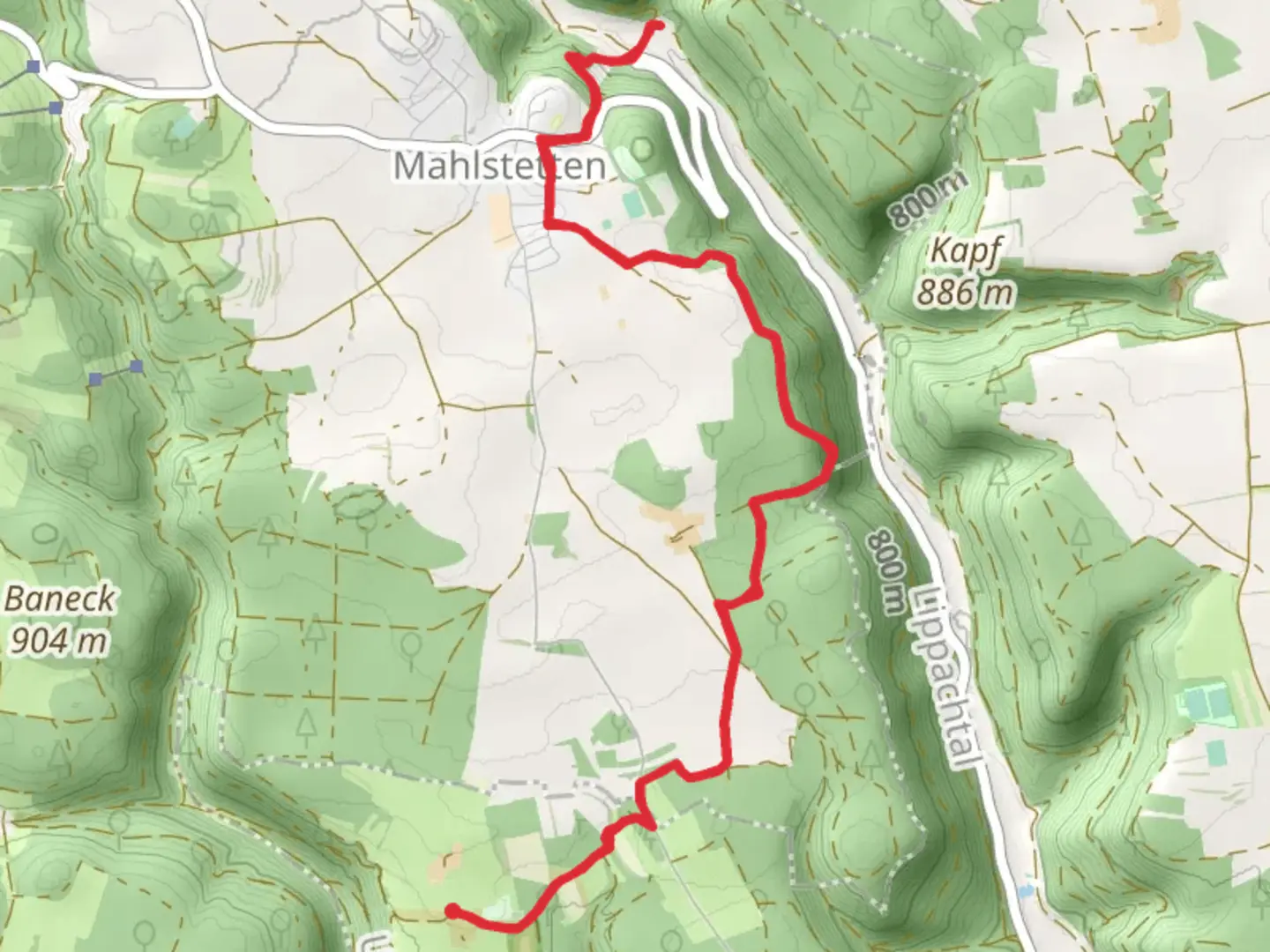 An image depicting the trail Rainer Aicher Landgasthof Lippachmühle Walk and its surrounding area.