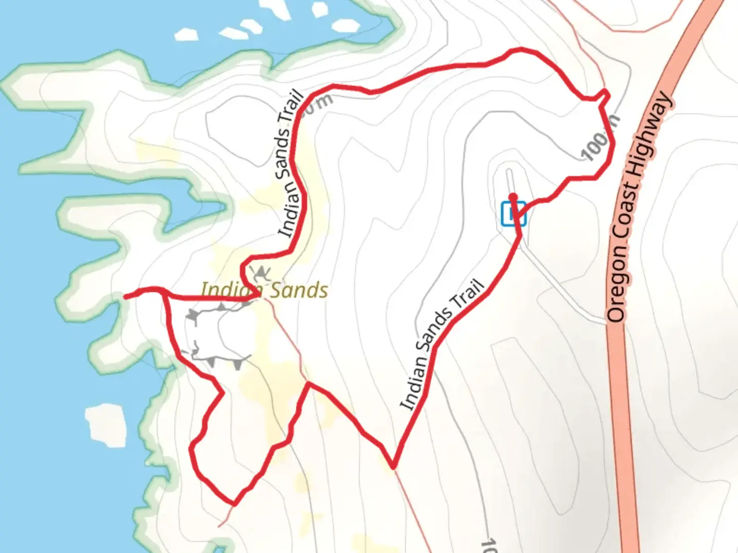 An image depicting the trail Indian Sands Loop Trail and its surrounding area.