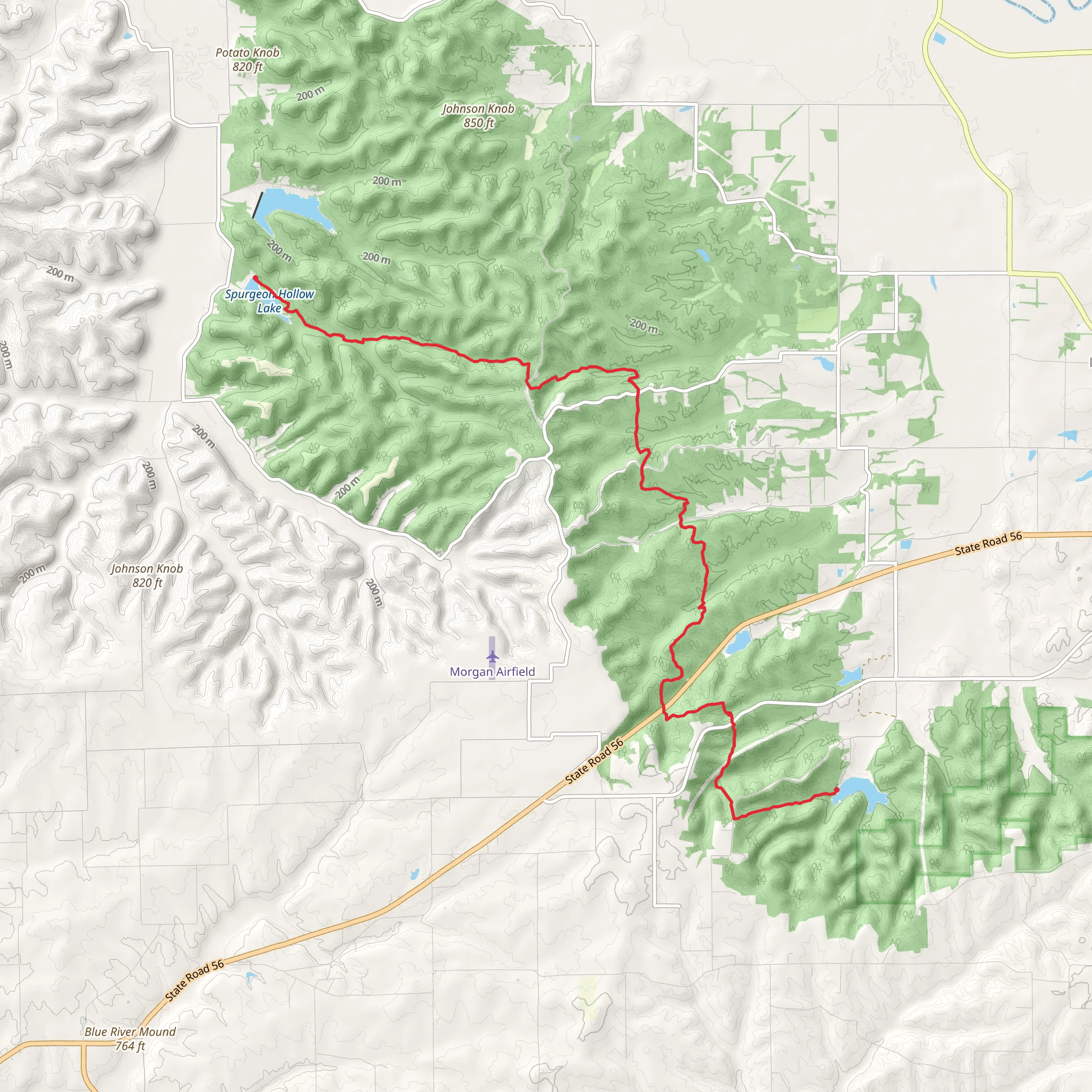 Knobstone Trail from Nowing Hollow mobile static map